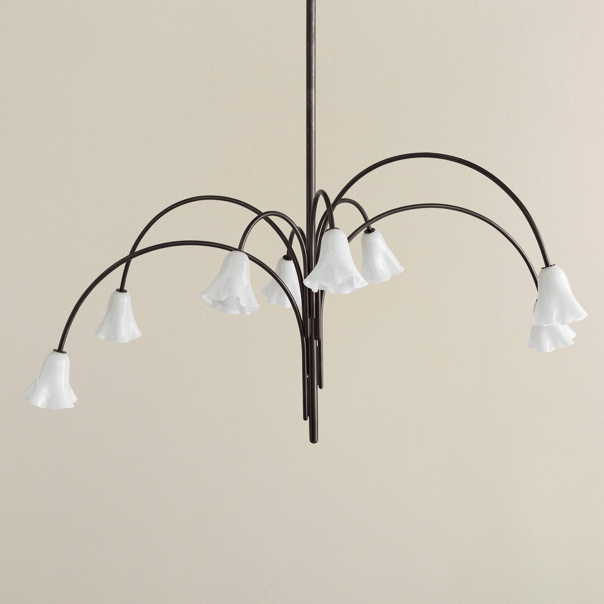 Aurora Chandelier Blossom Petal Glass Arms-Neutral Decor