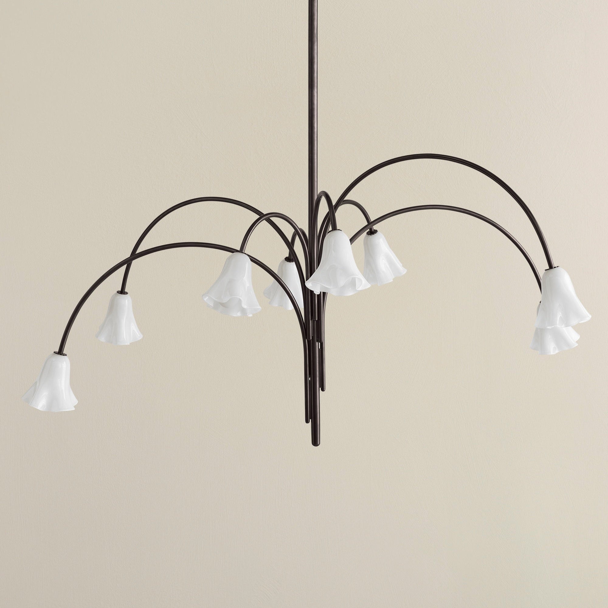 Aurora Chandelier Blossom Petal Glass Arms-Neutral Decor