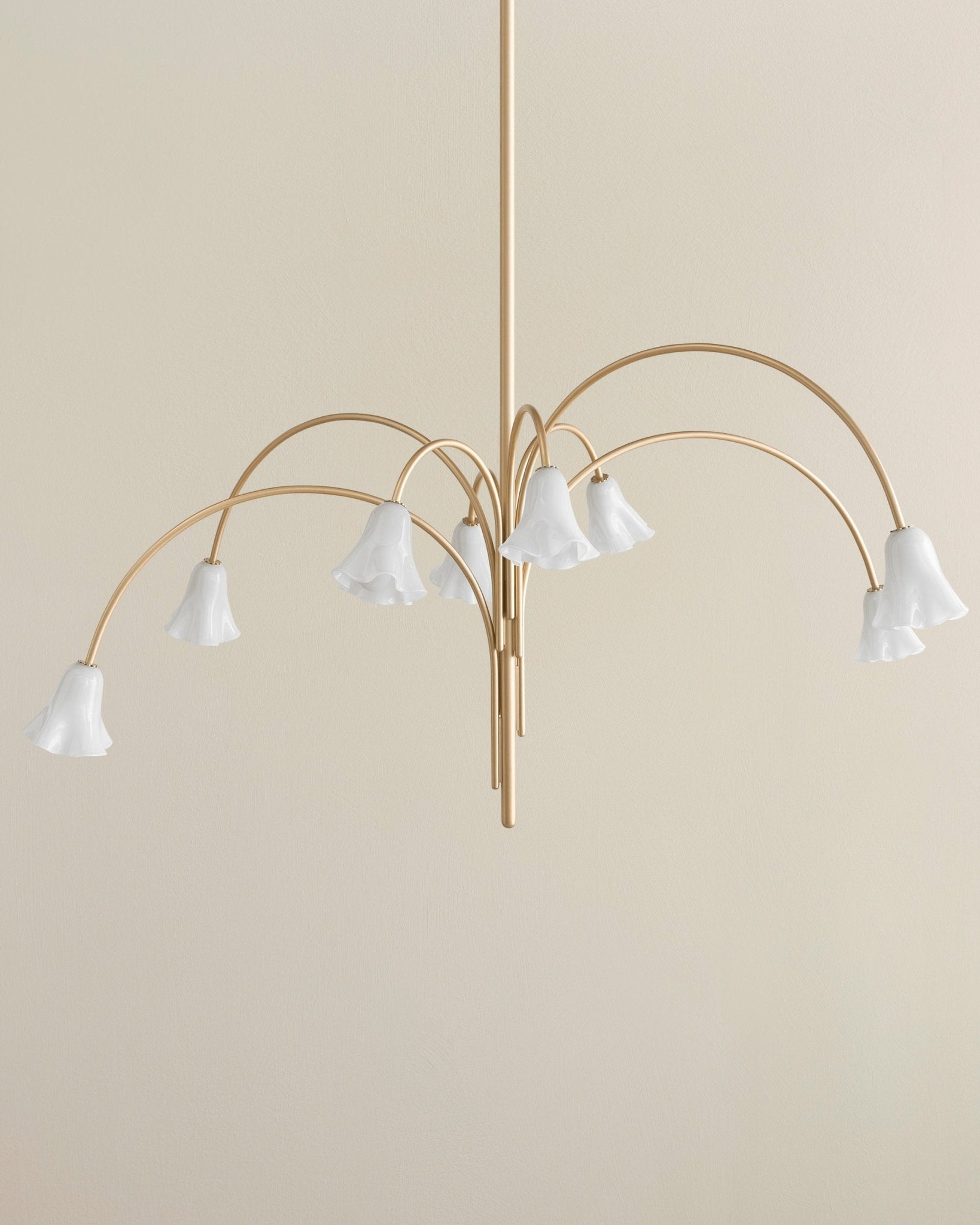 Aurora Chandelier Blossom Petal Glass Arms-Neutral Decor