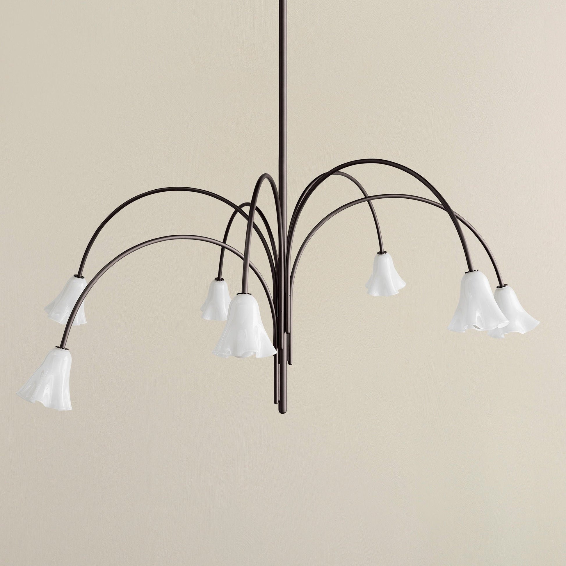 Aurora Chandelier Blossom Petal Glass Arms-Neutral Decor