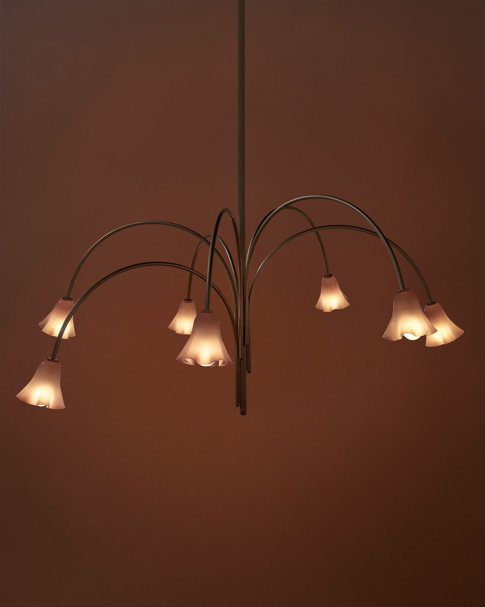 Aurora Chandelier Blossom Petal Glass Arms-Neutral Decor