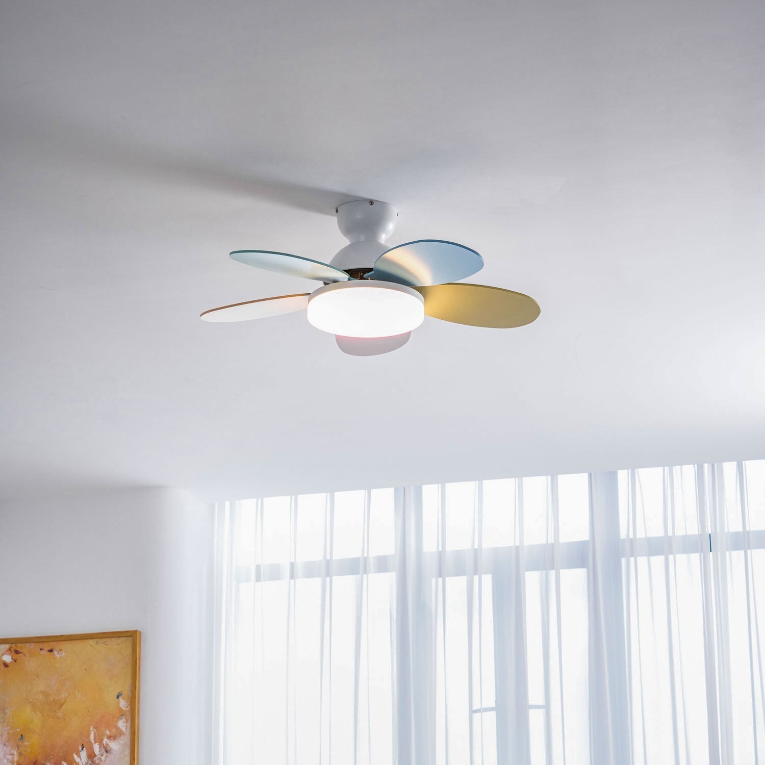 Liora Colorful Glass Kids Ceiling Fan Light-Neutral Decor