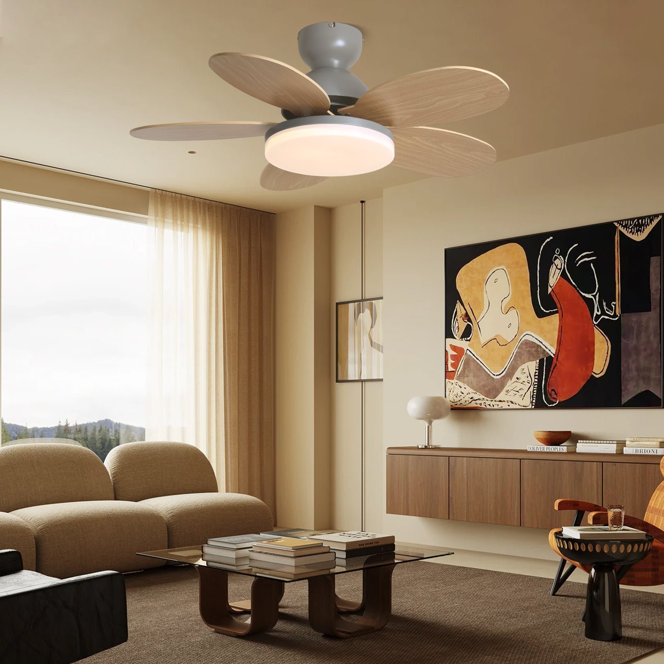 Liora Colorful Glass Kids Ceiling Fan Light-Neutral Decor