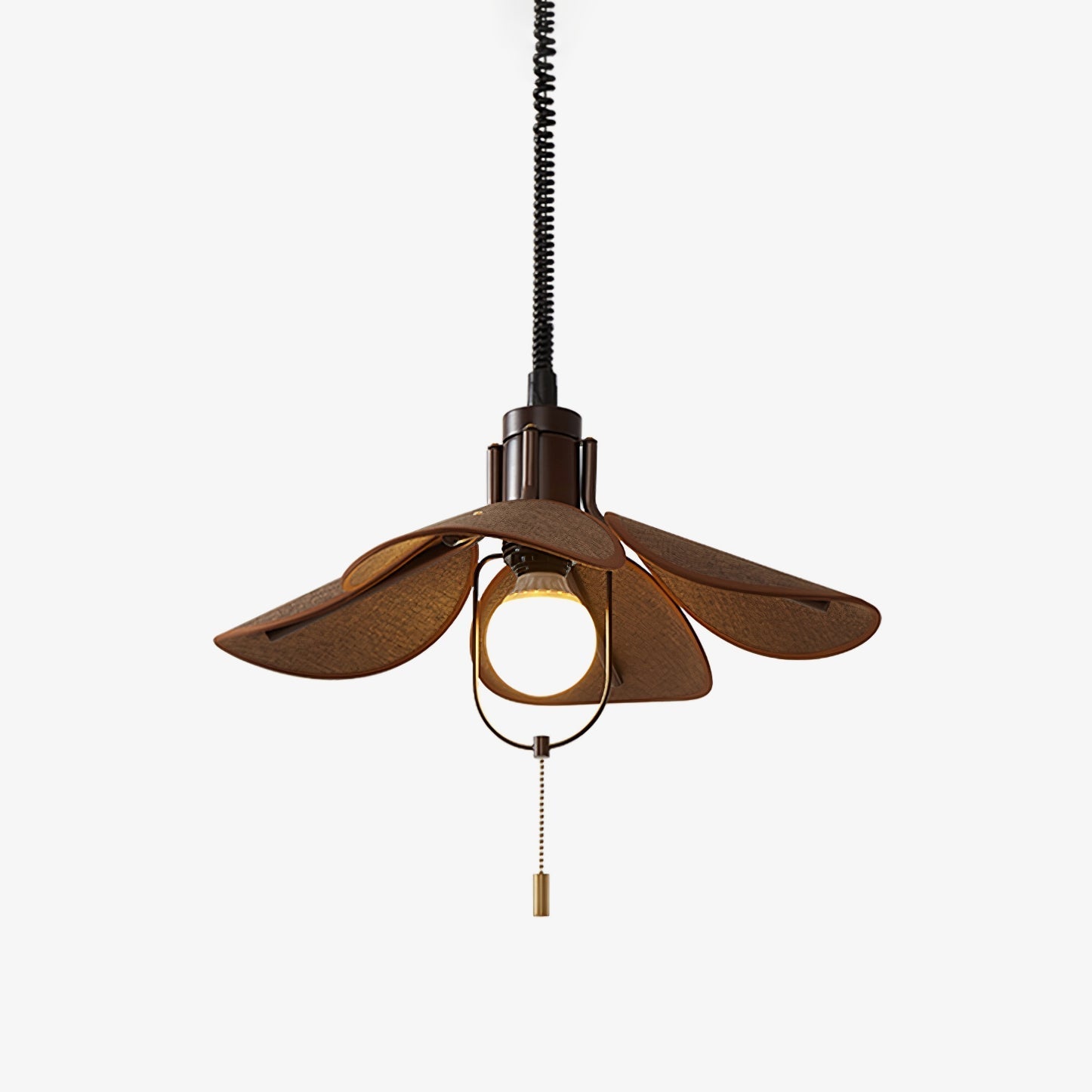 Utalion Traditional Petal Bloom Wood Fabric Pendant Light-Neutral Decor
