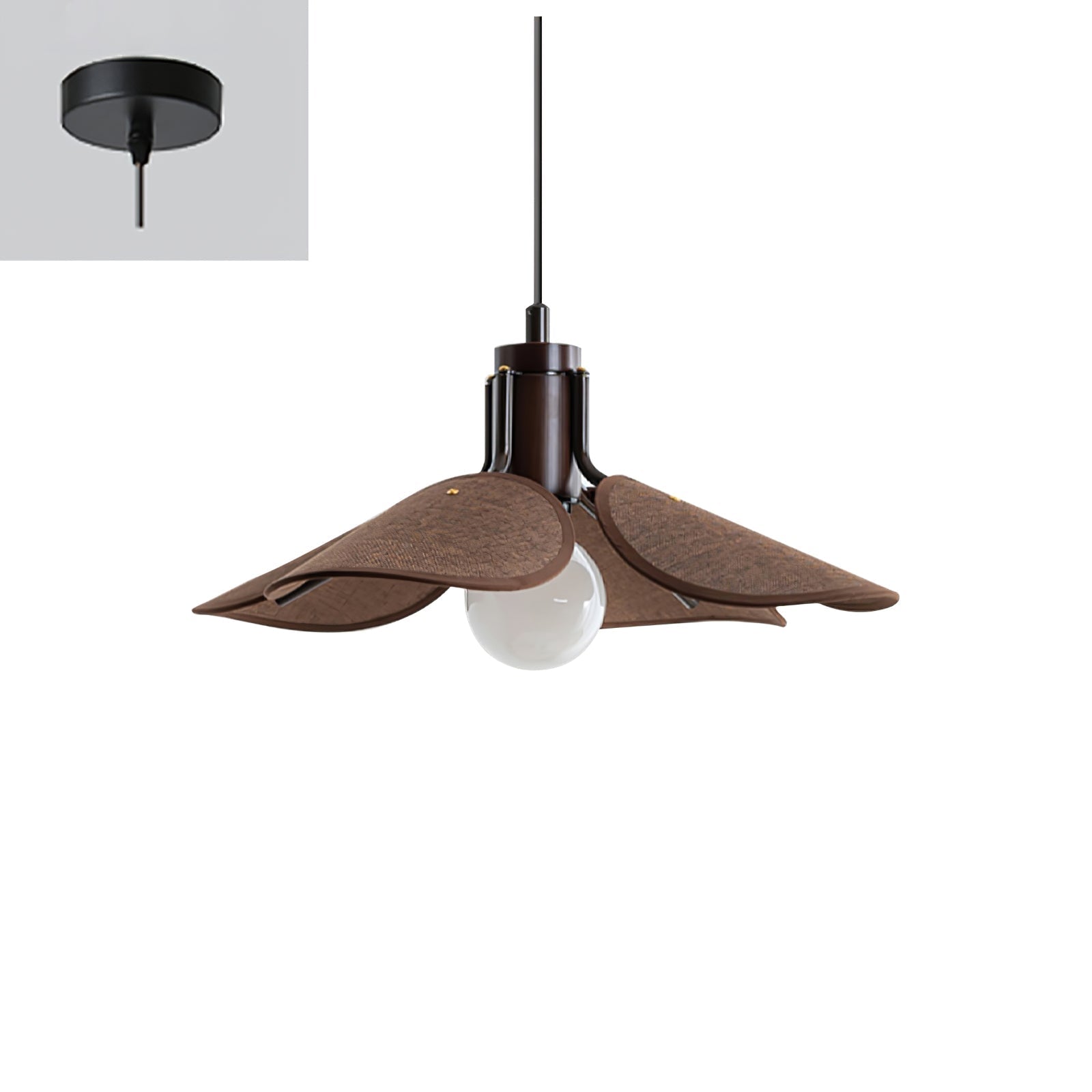 Utalion Traditional Petal Bloom Wood Fabric Pendant Light-Neutral Decor