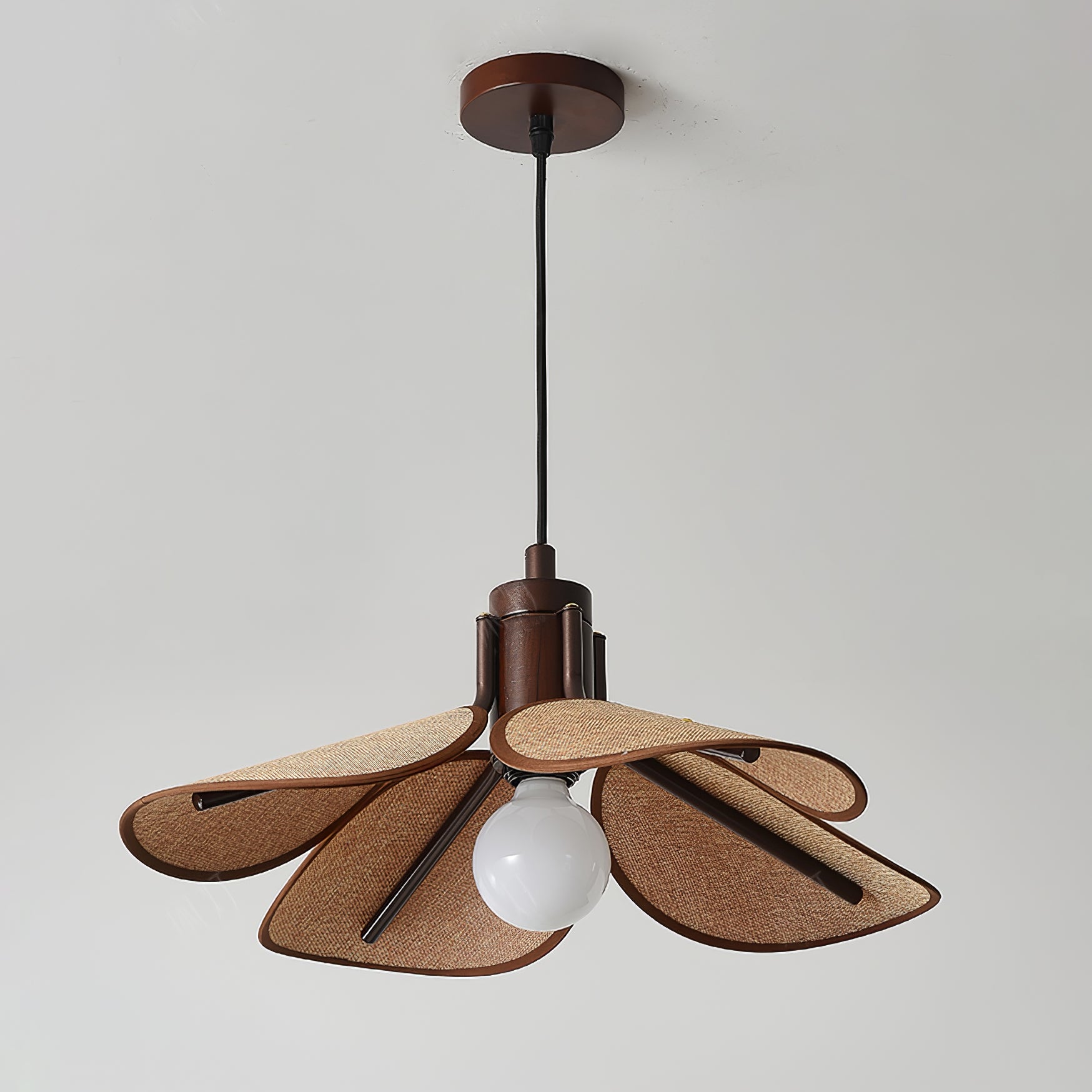 Utalion Traditional Petal Bloom Wood Fabric Pendant Light-Neutral Decor