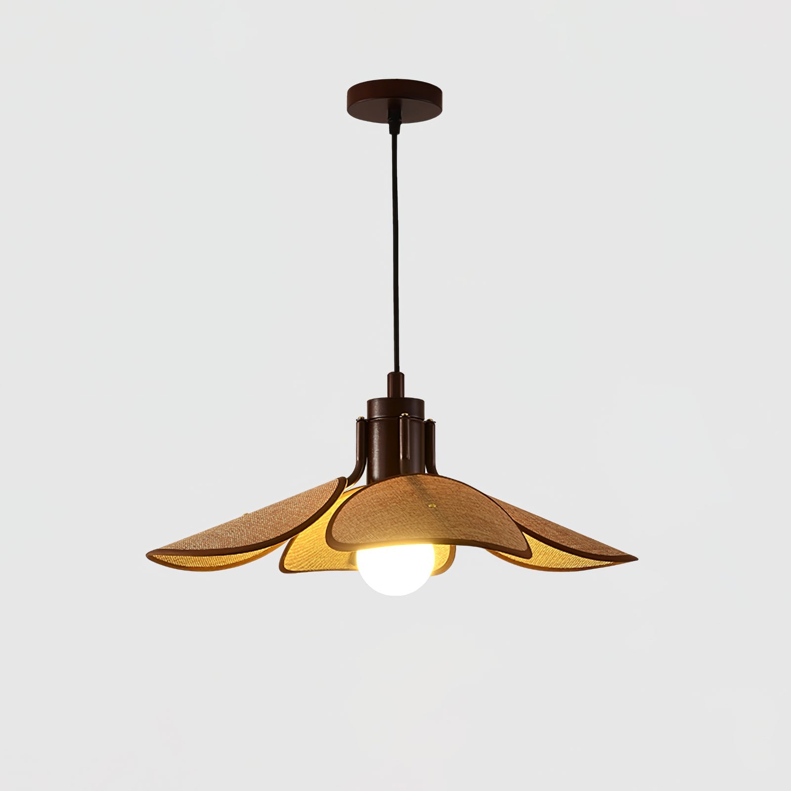 Utalion Traditional Petal Bloom Wood Fabric Pendant Light-Neutral Decor