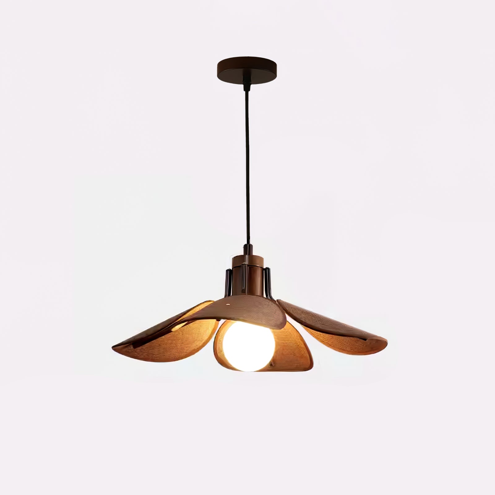 Utalion Traditional Petal Bloom Wood Fabric Pendant Light-Neutral Decor