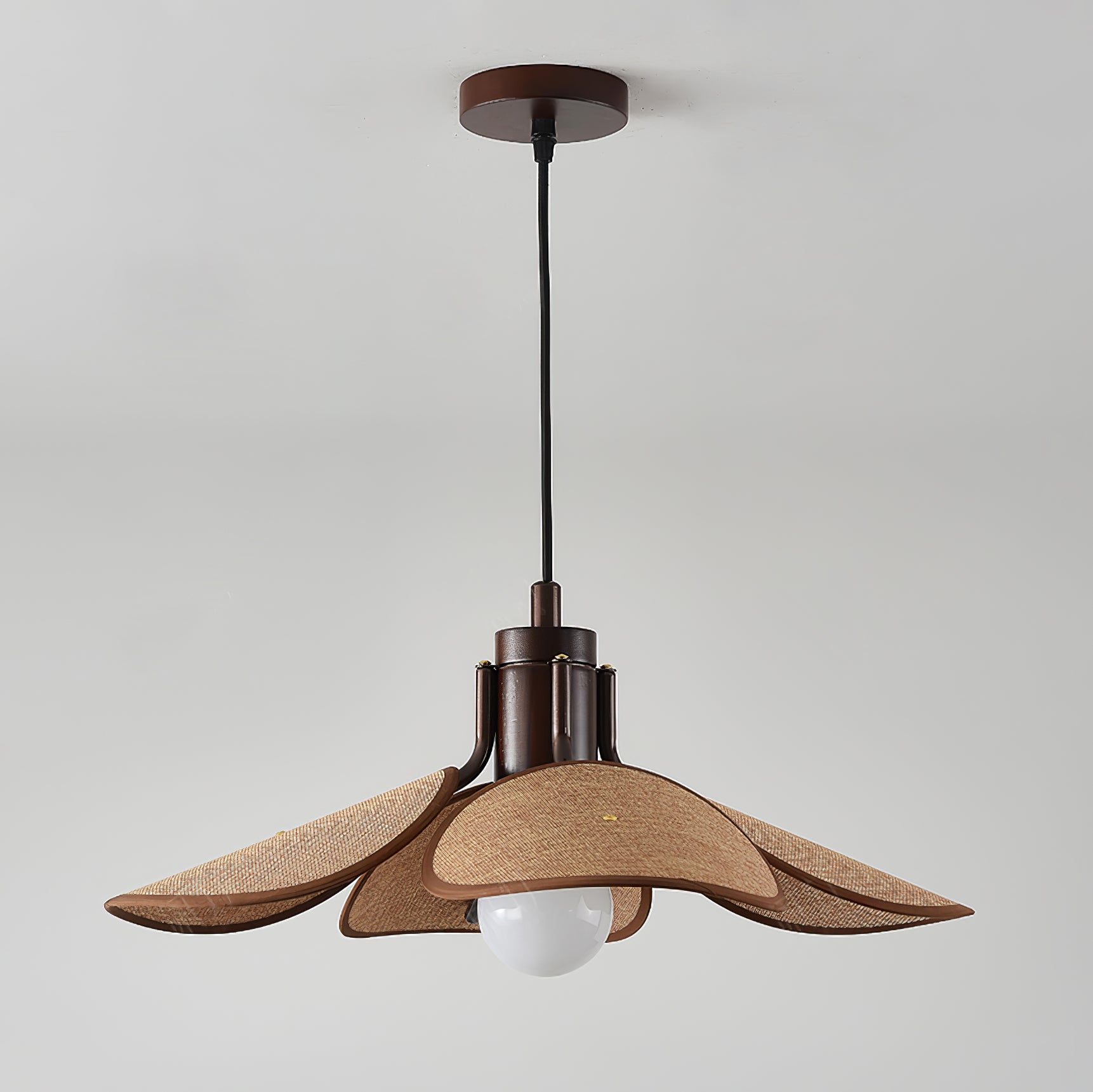Utalion Traditional Petal Bloom Wood Fabric Pendant Light-Neutral Decor