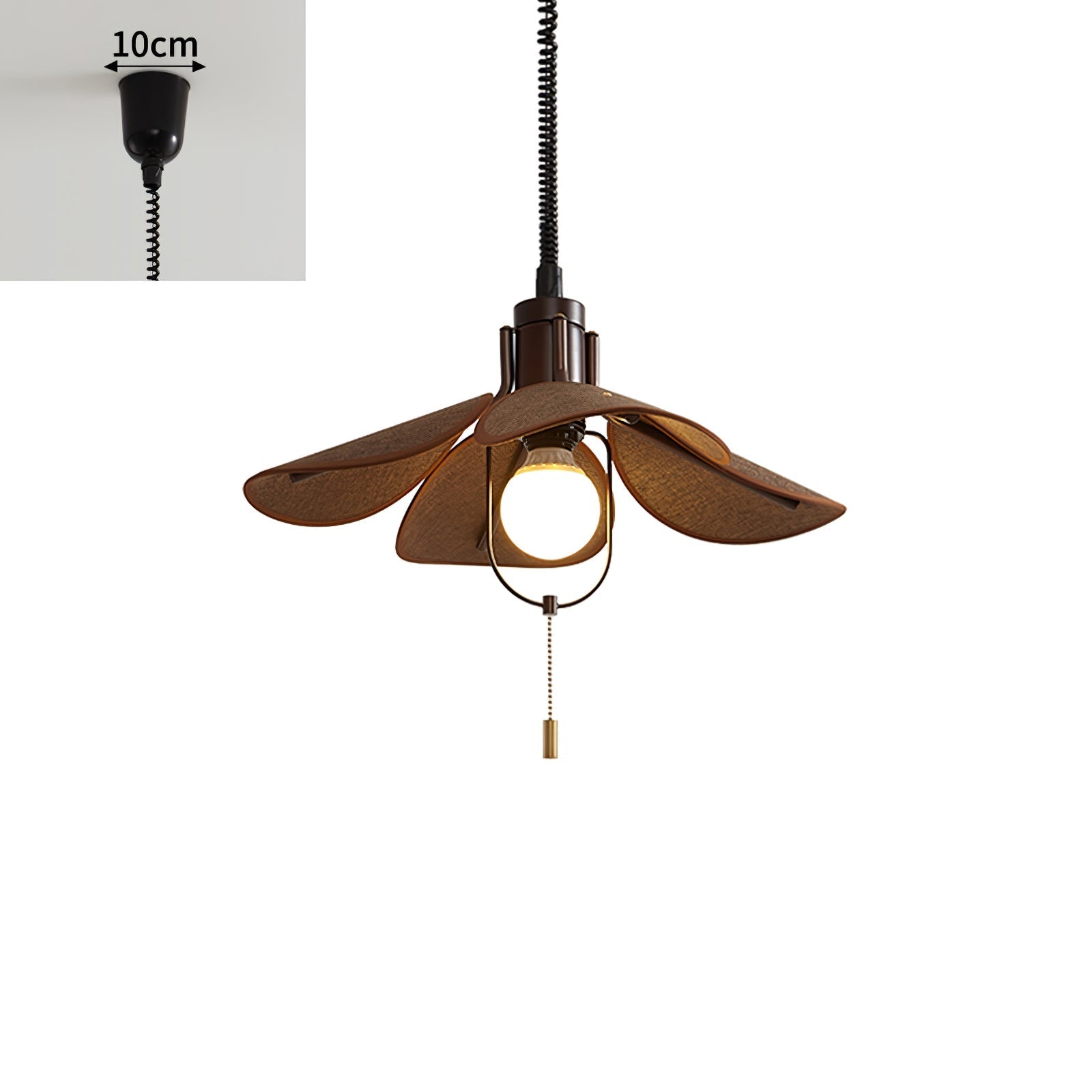 Utalion Traditional Petal Bloom Wood Fabric Pendant Light-Neutral Decor