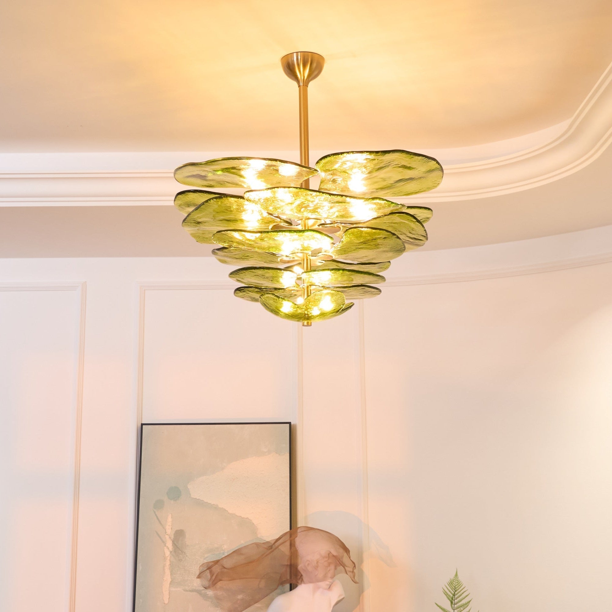 Crivs Chandelier Gold Murano Glass Petal Luxury-Neutral Decor