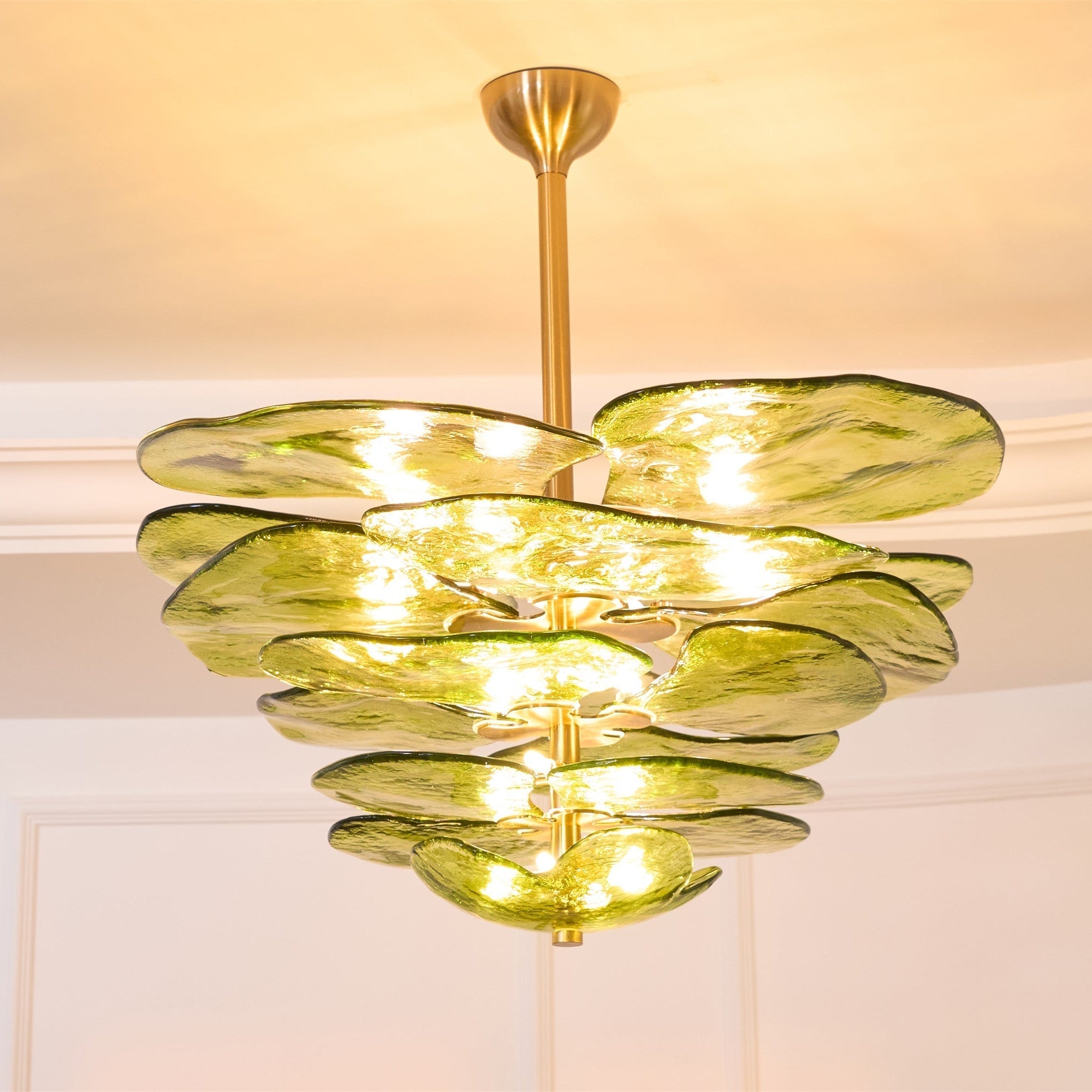 Crivs Chandelier Gold Murano Glass Petal Luxury-Neutral Decor