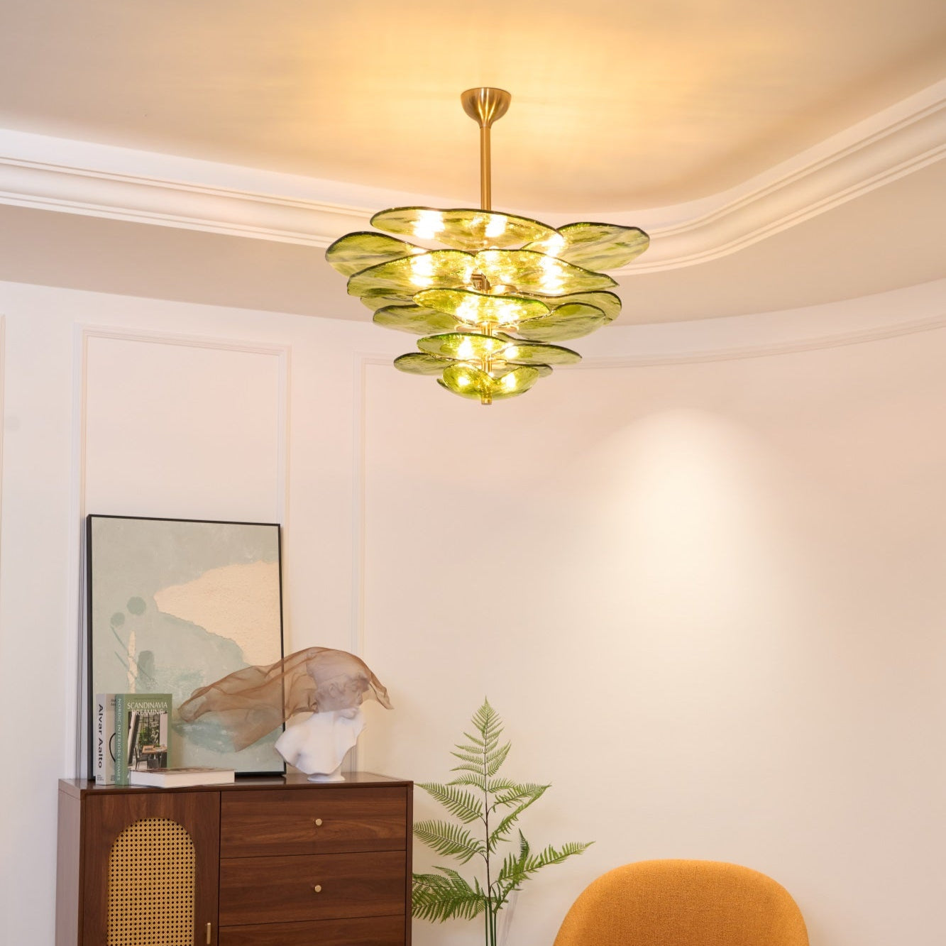 Crivs Chandelier Gold Murano Glass Petal Luxury-Neutral Decor