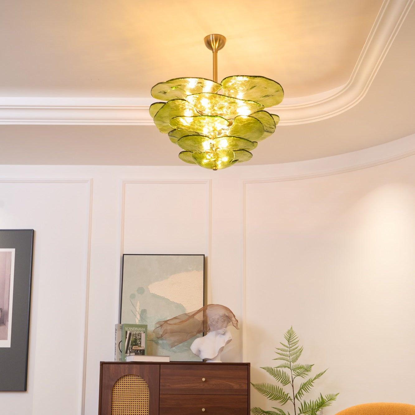 Crivs Chandelier Gold Murano Glass Petal Luxury-Neutral Decor