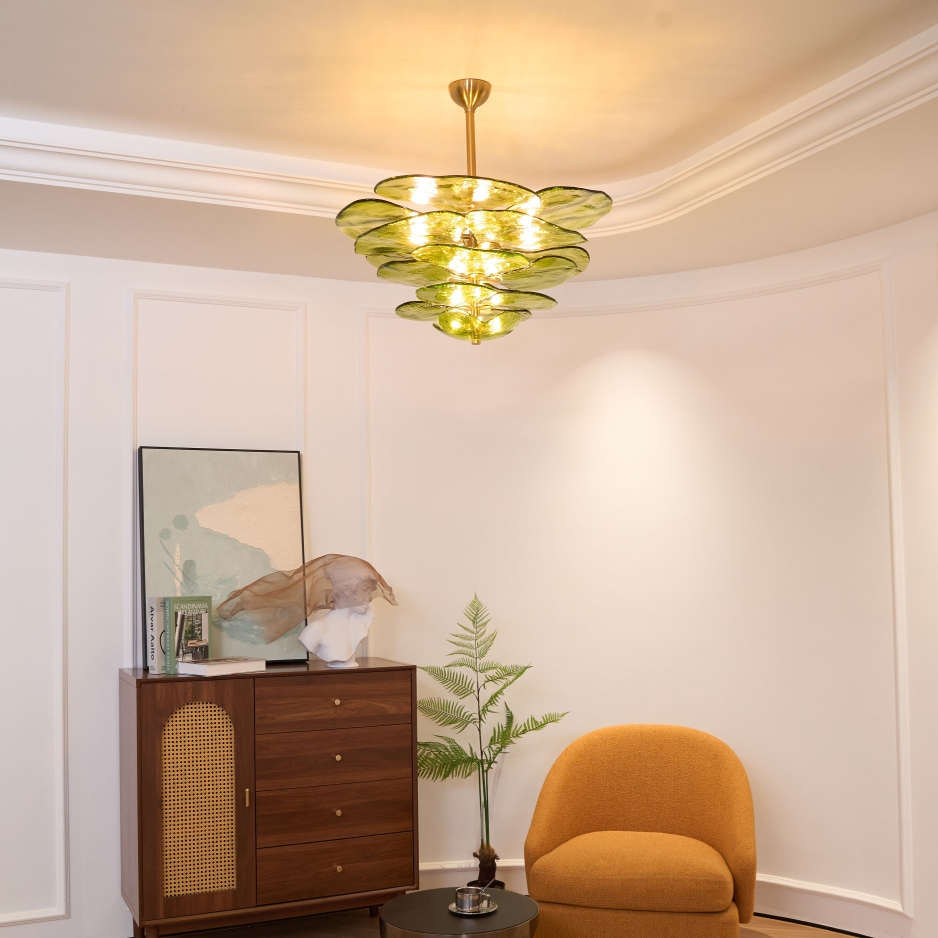 Crivs Chandelier Gold Murano Glass Petal Luxury-Neutral Decor