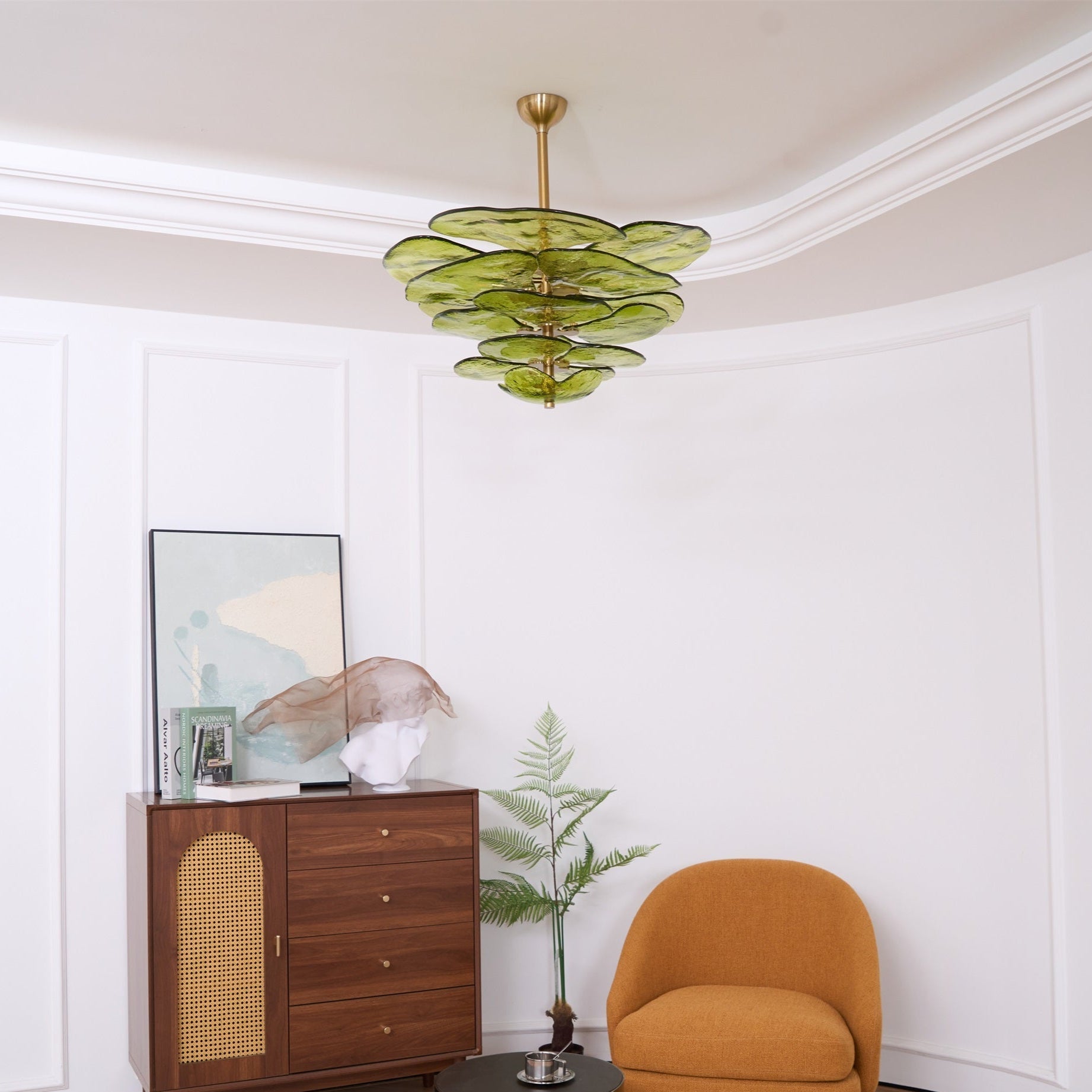 Crivs Chandelier Gold Murano Glass Petal Luxury-Neutral Decor