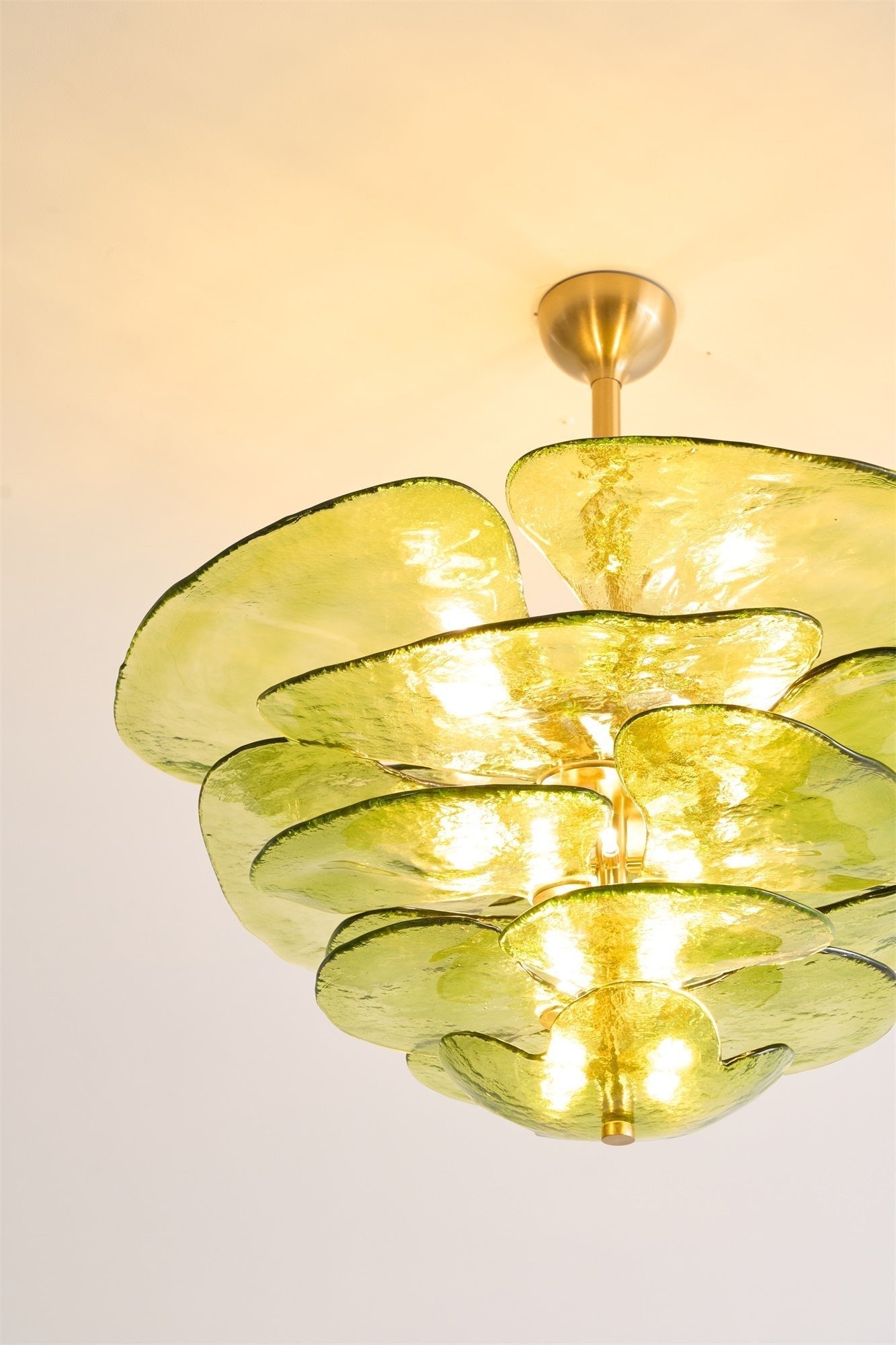 Crivs Chandelier Gold Murano Glass Petal Luxury-Neutral Decor