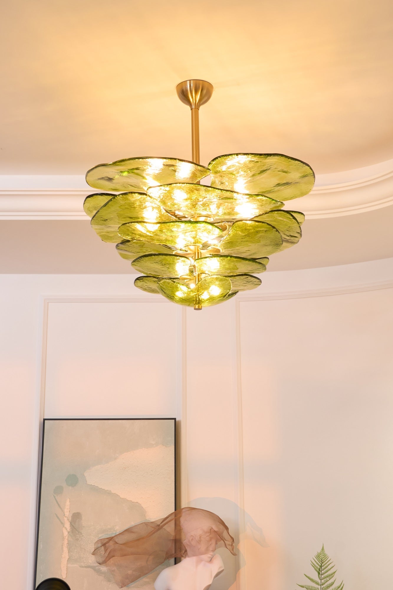 Crivs Chandelier Gold Murano Glass Petal Luxury-Neutral Decor