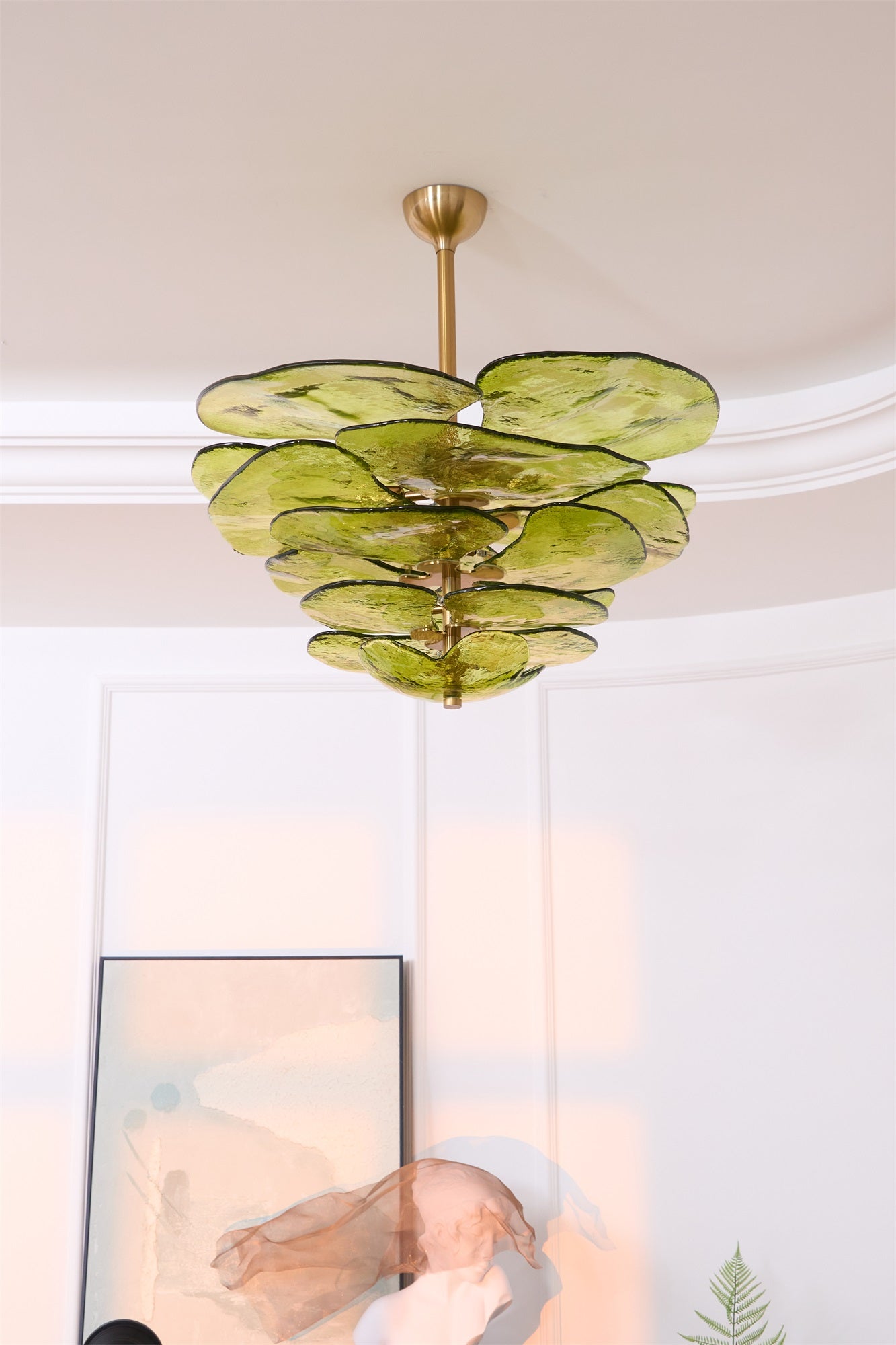 Crivs Chandelier Gold Murano Glass Petal Luxury-Neutral Decor