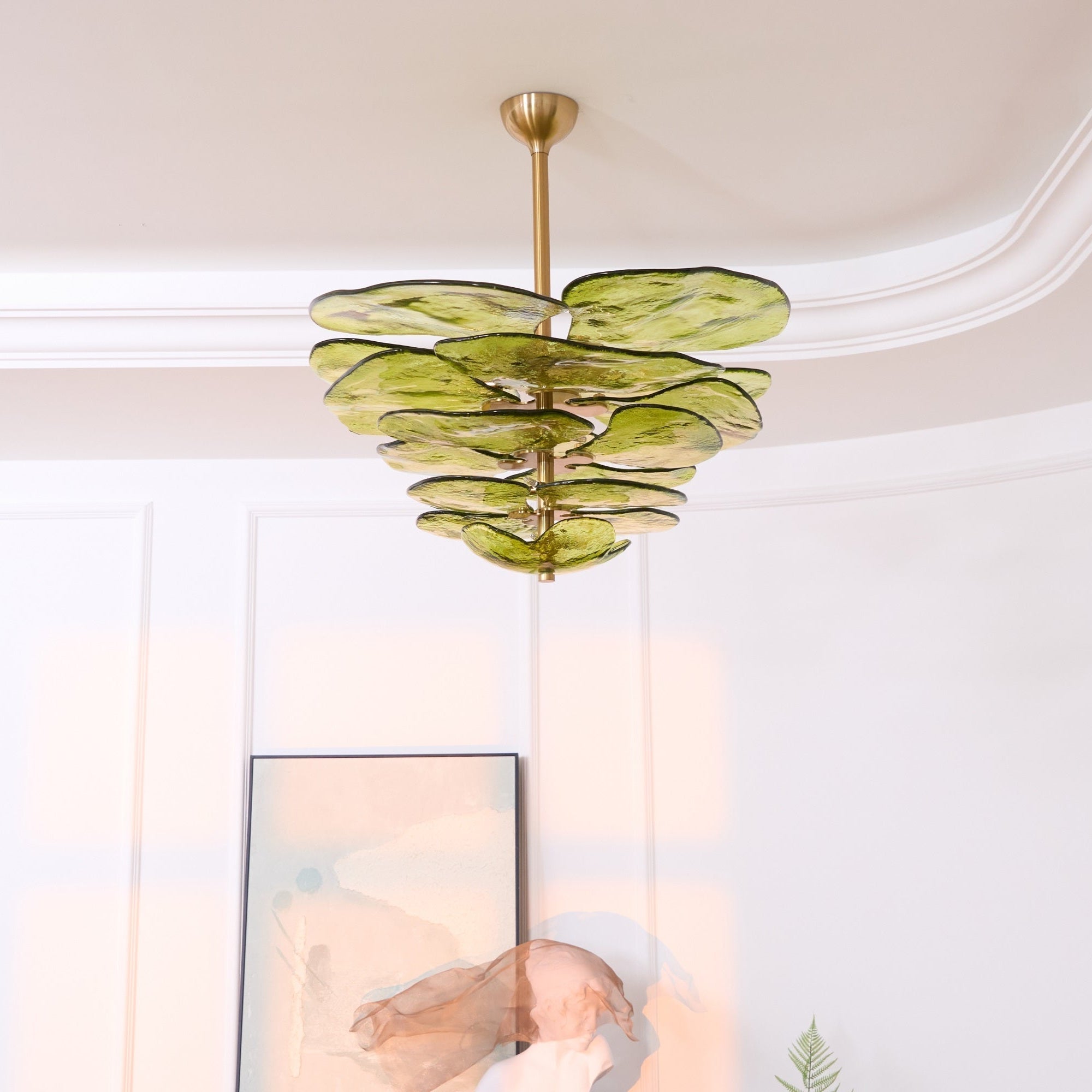 Crivs Chandelier Gold Murano Glass Petal Luxury-Neutral Decor