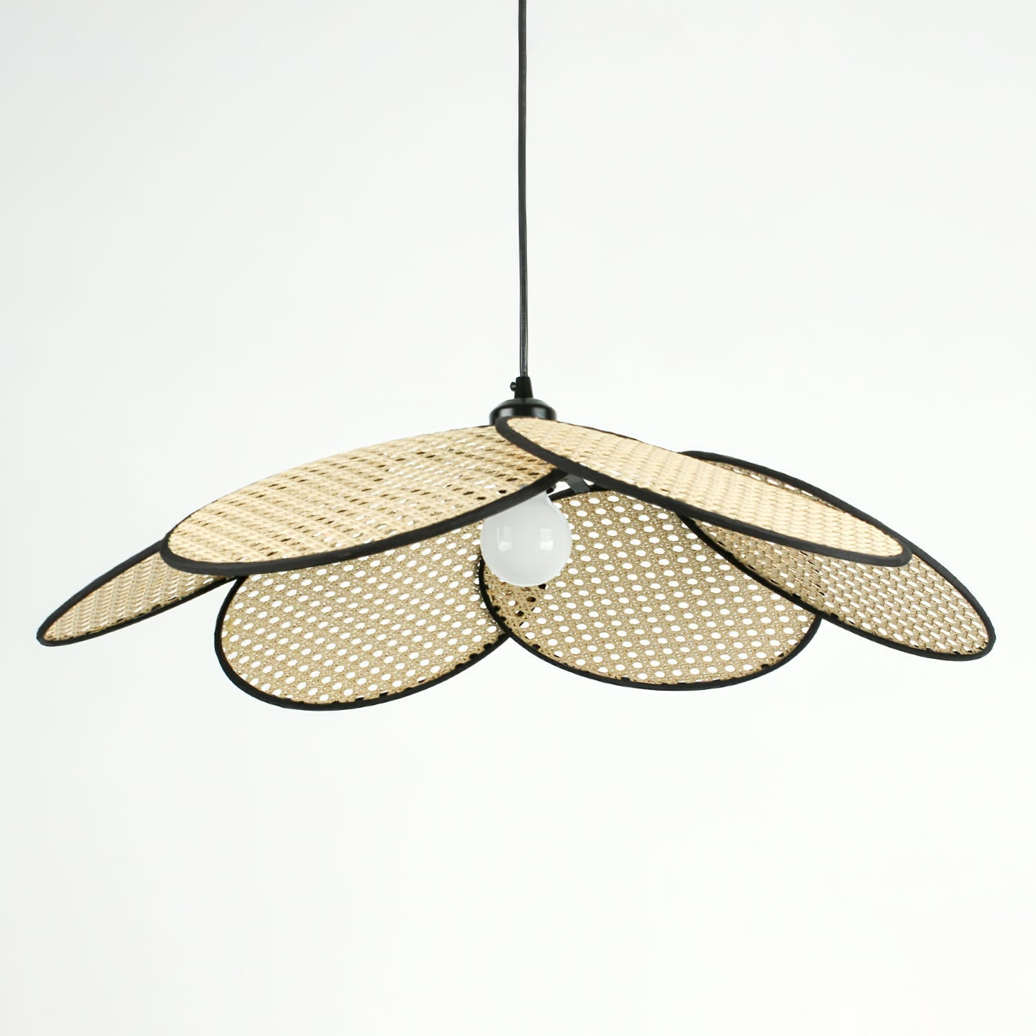 Vemarora Premium Elegance Petals Rattan Fabric Pendant Lamp-Neutral Decor