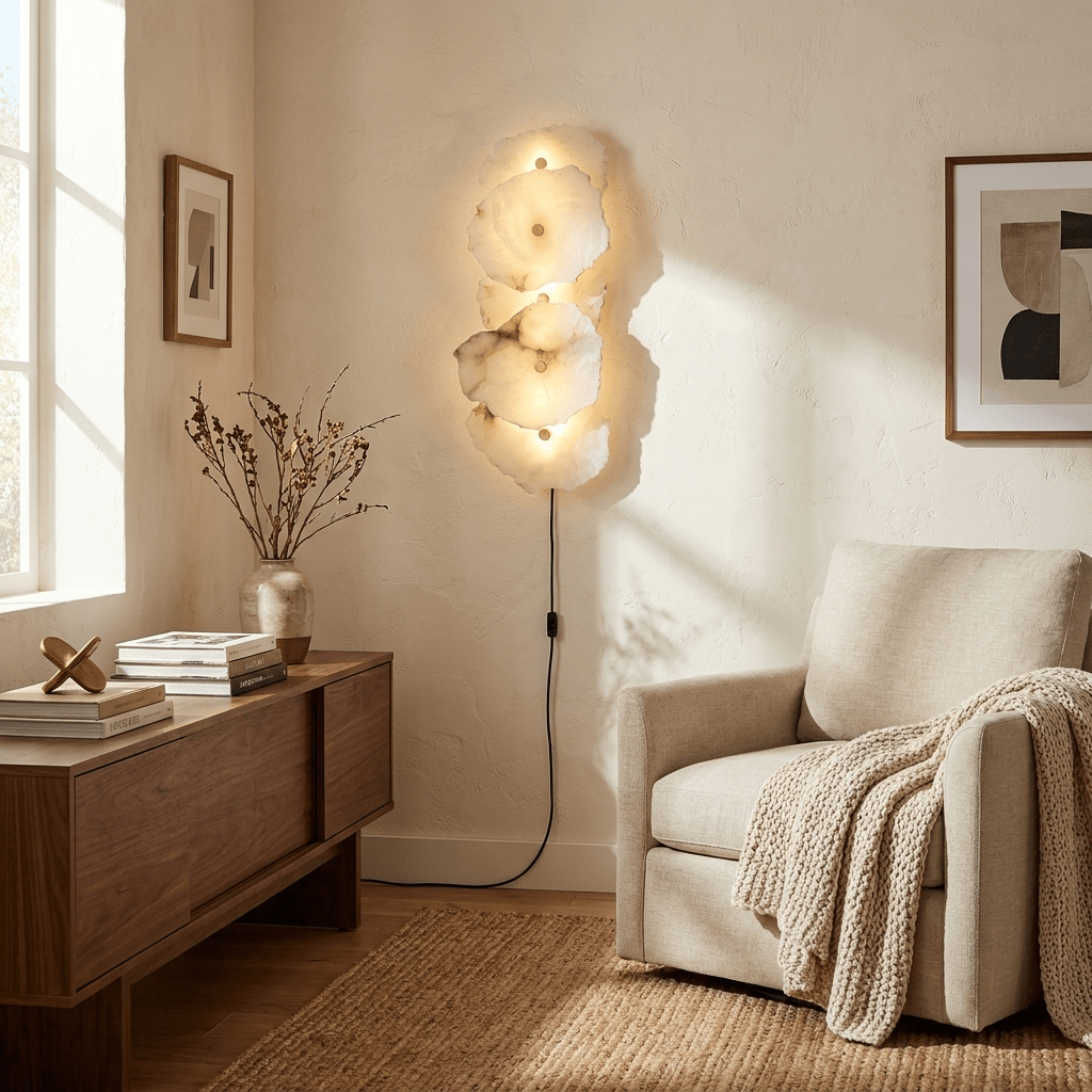 Petra Alabaster Plug-in Wall Lamp-Neutral Decor