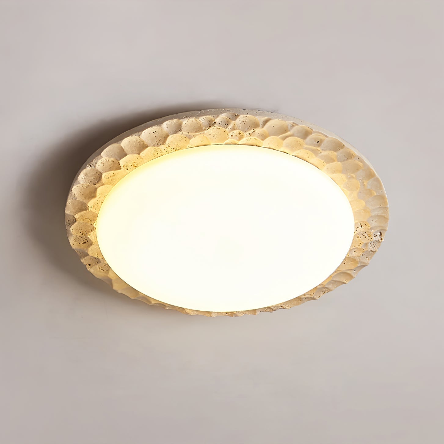 Cascade Travertine Carved Ceiling Light-Neutral Decor