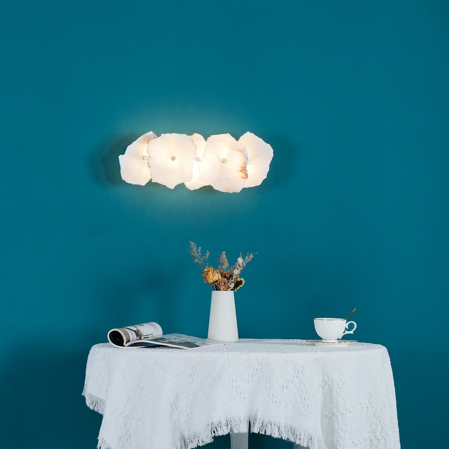 Alaeila Floral Cluster Alabaster Wall Light-Neutral Decor