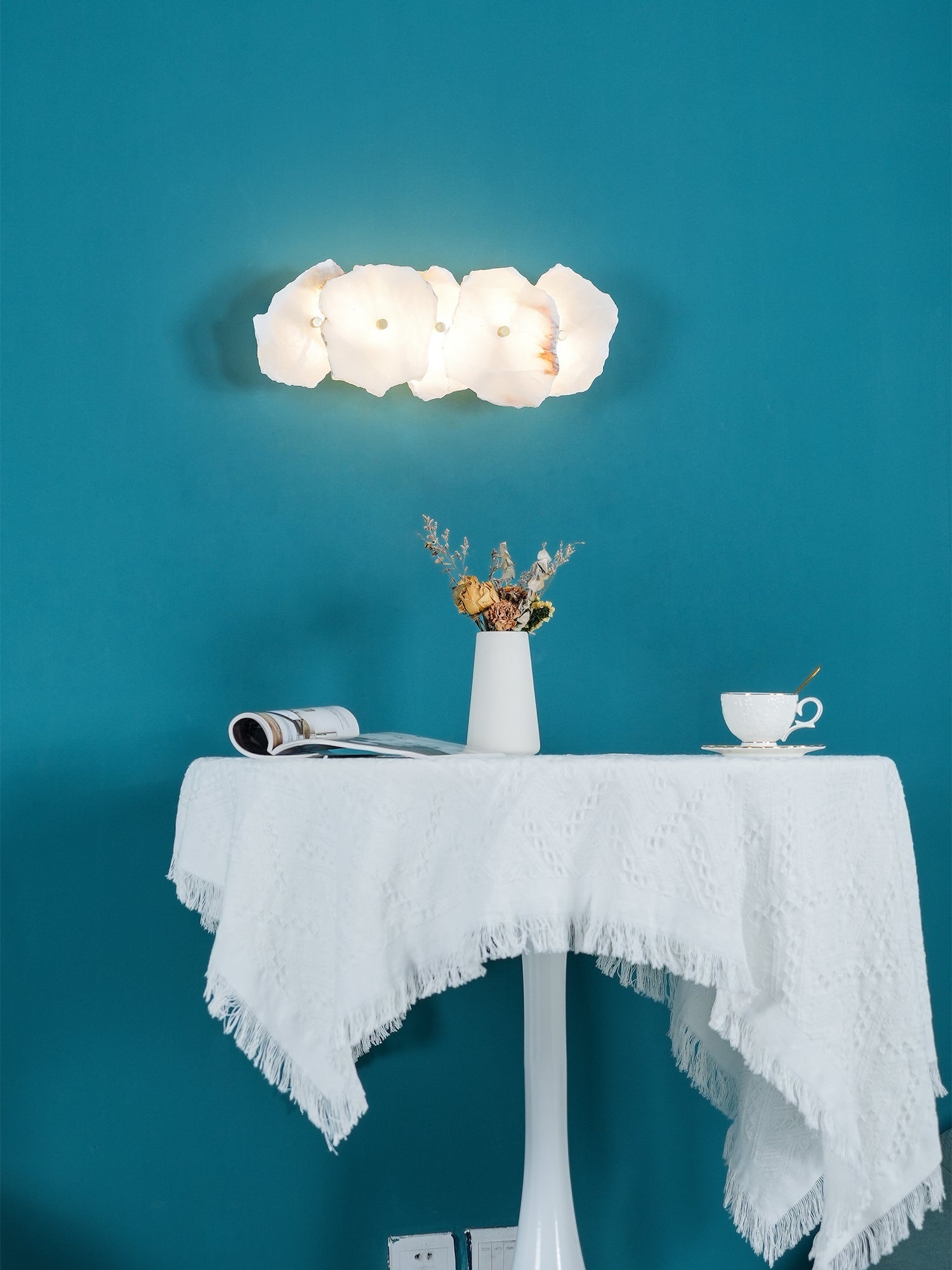 Alaeila Floral Cluster Alabaster Wall Light-Neutral Decor