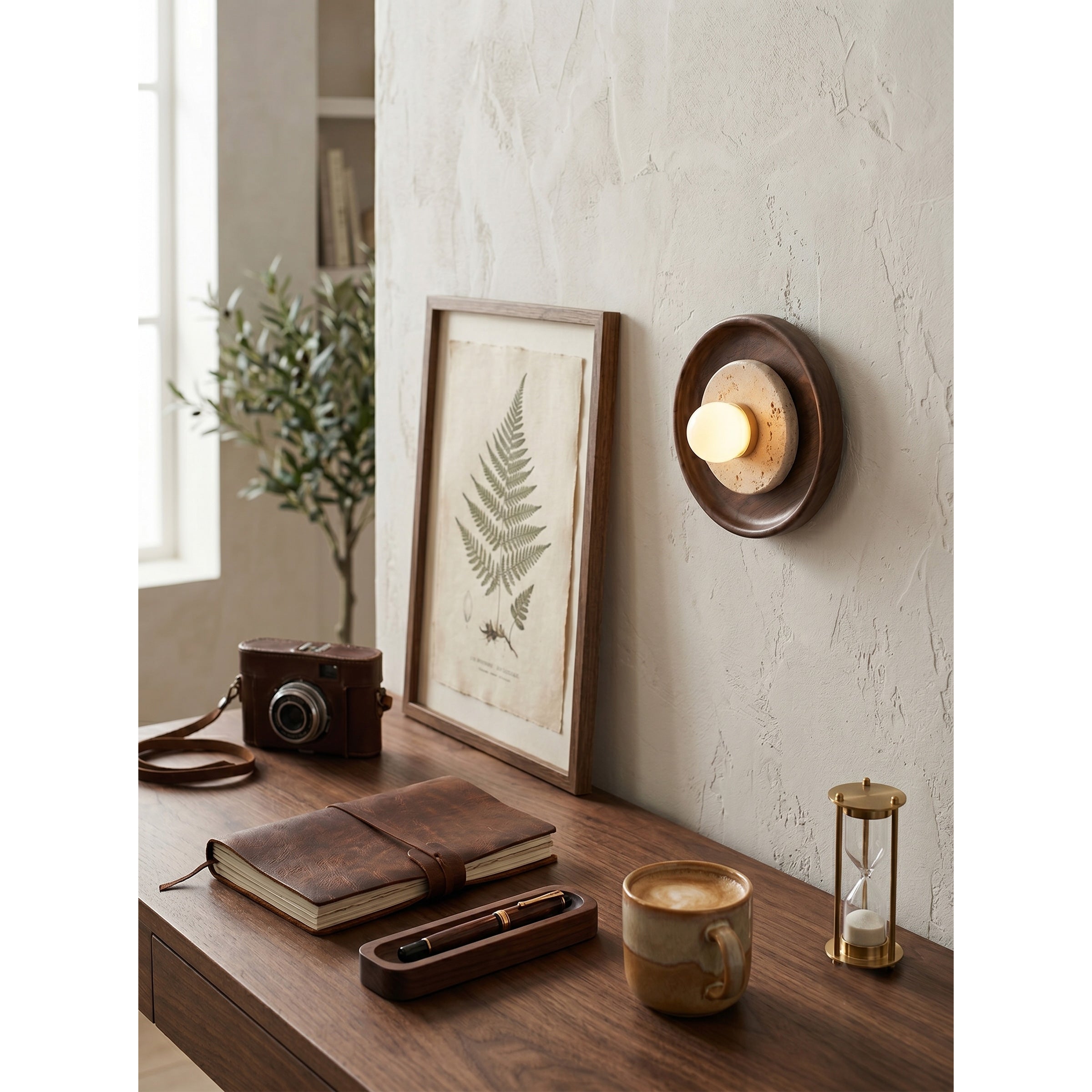 The sconce illuminated, casting a soft glow.