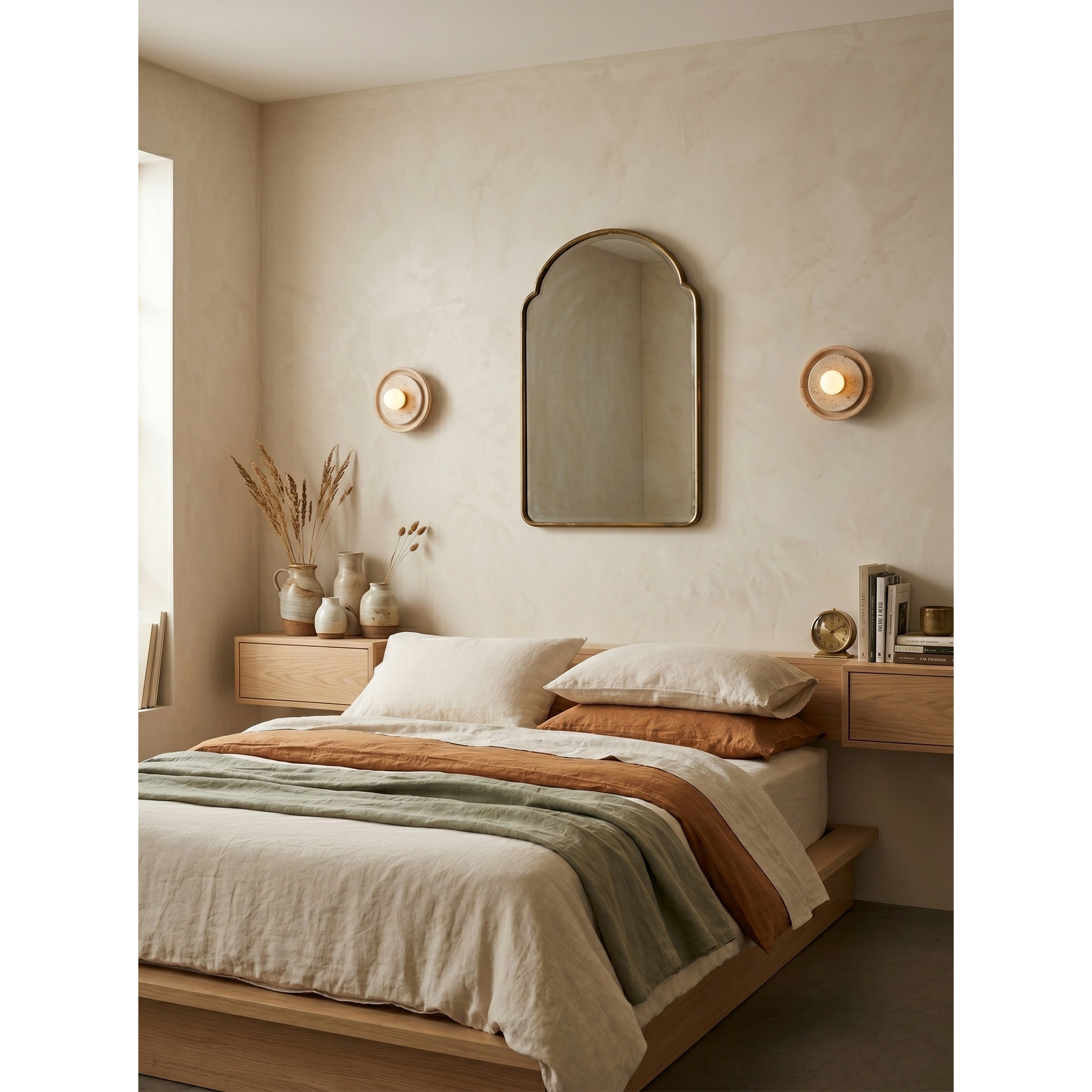 The sconce shown against a light wall.