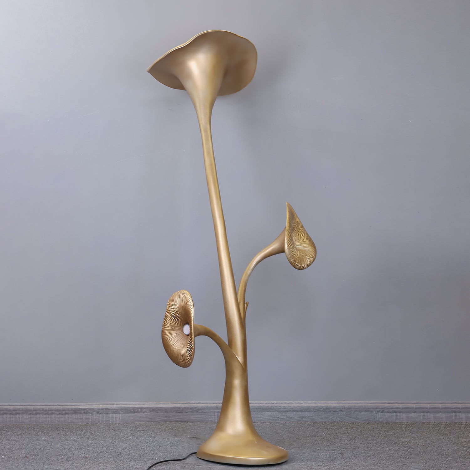 Esole Floral Brass Floor Lamp-Neutral Decor