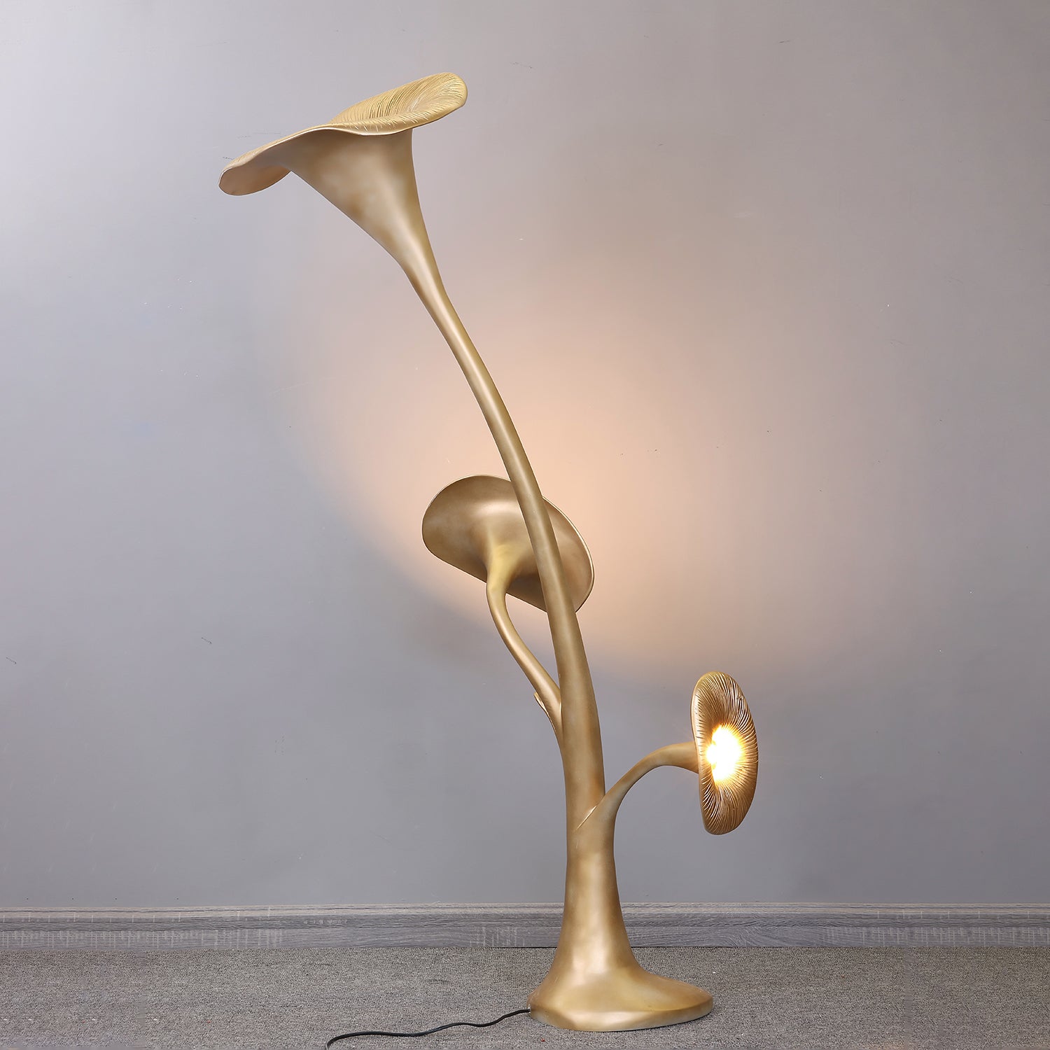Esole Floral Brass Floor Lamp-Neutral Decor
