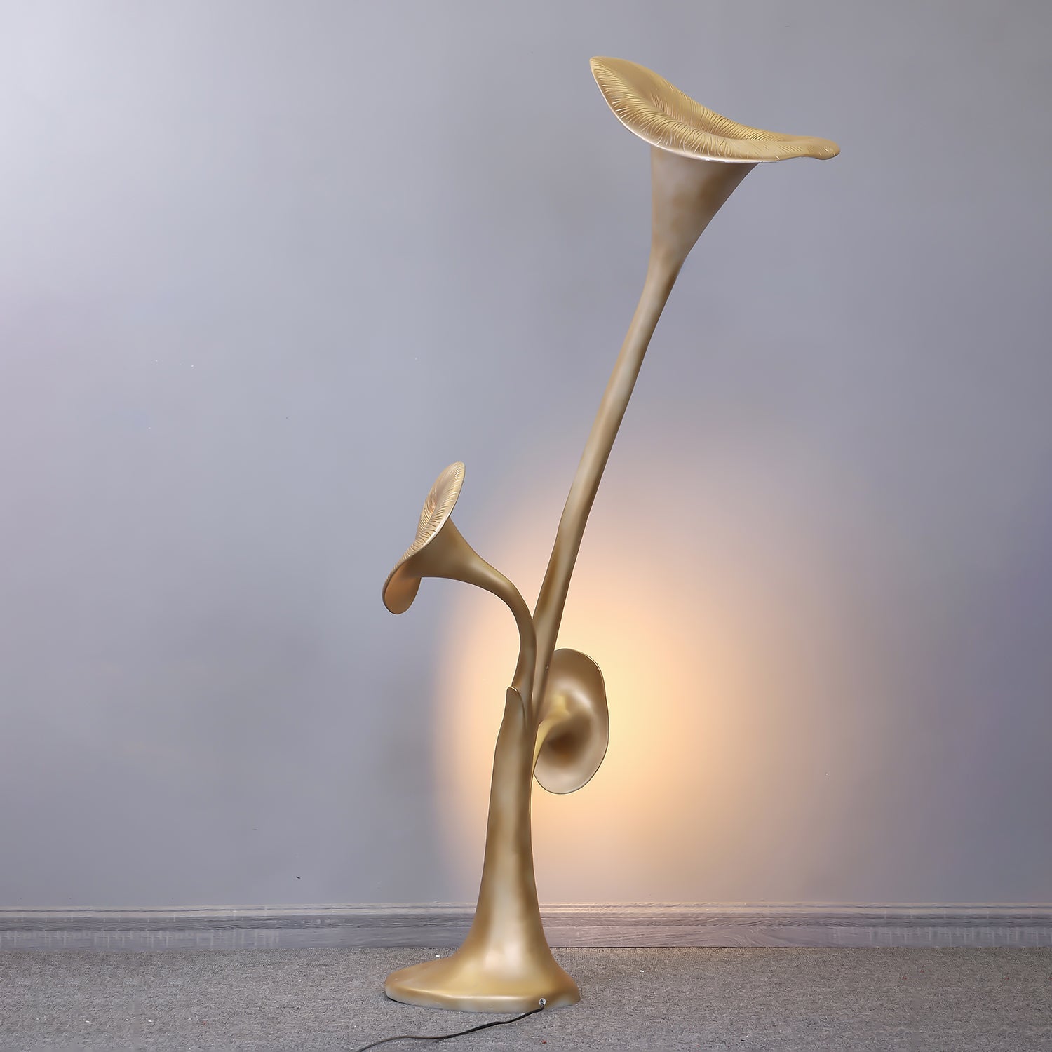 Esole Floral Brass Floor Lamp-Neutral Decor