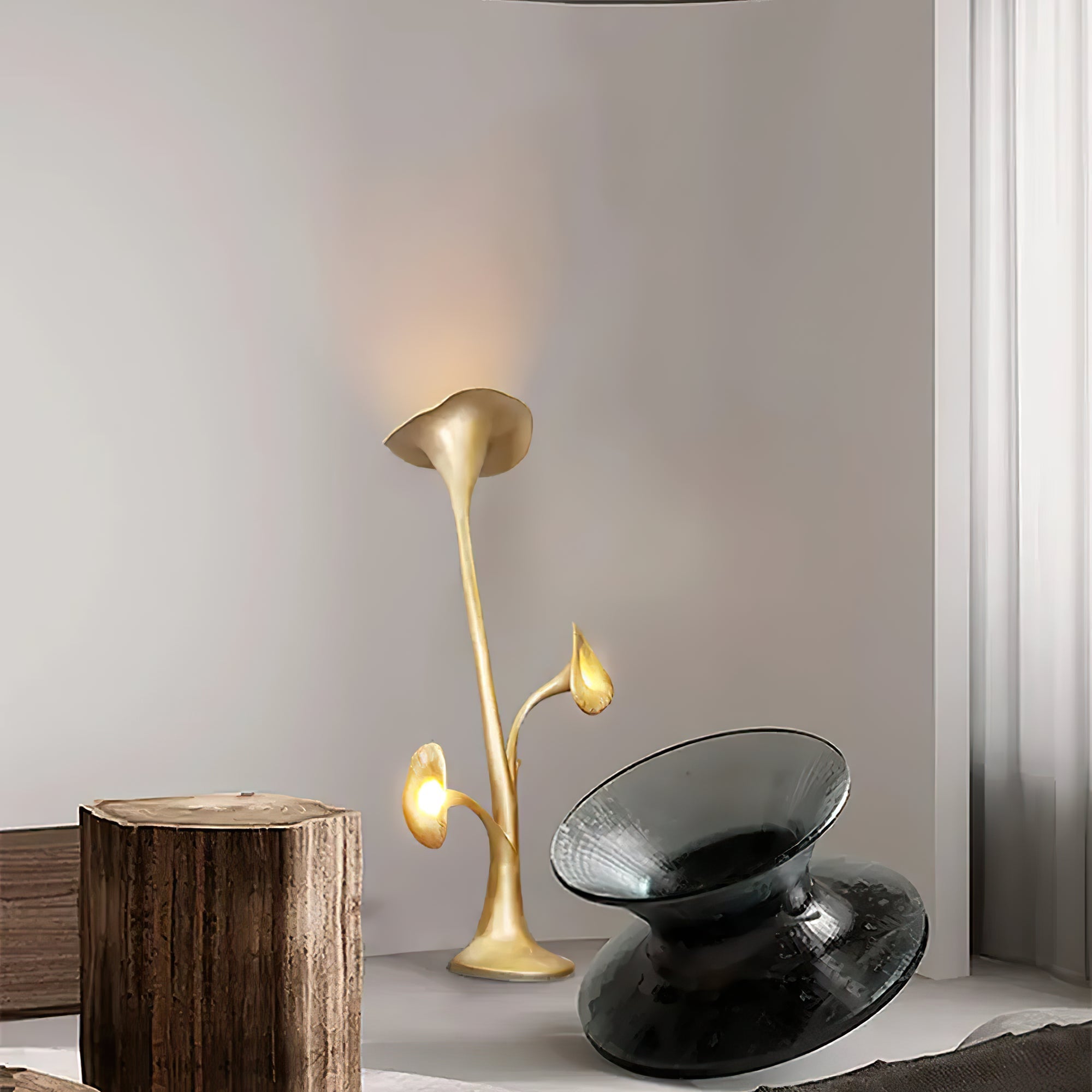 Esole Floral Brass Floor Lamp-Neutral Decor