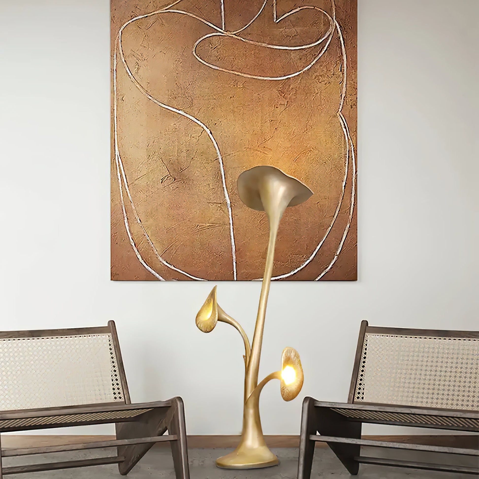 Esole Floral Brass Floor Lamp-Neutral Decor