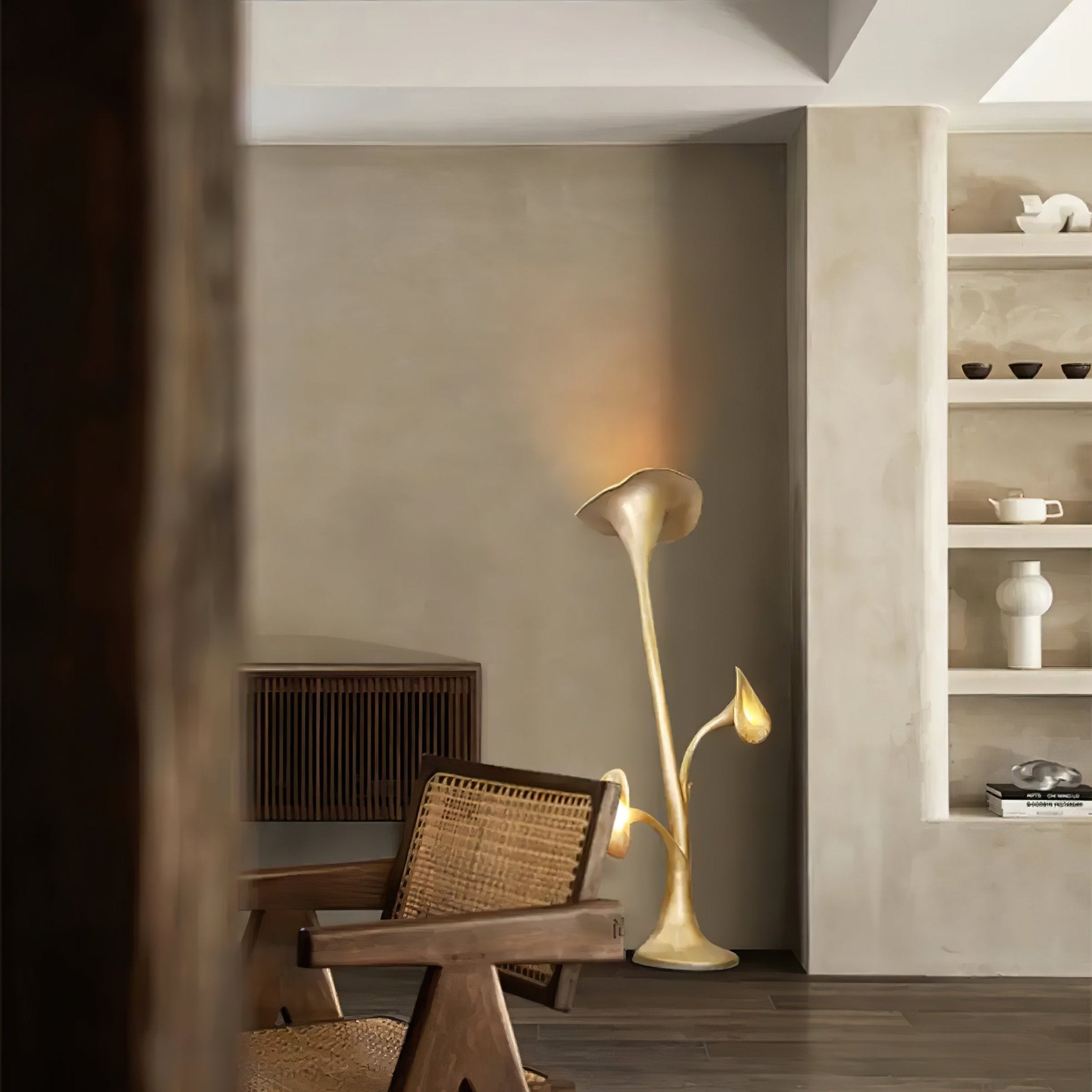 Esole Floral Brass Floor Lamp-Neutral Decor