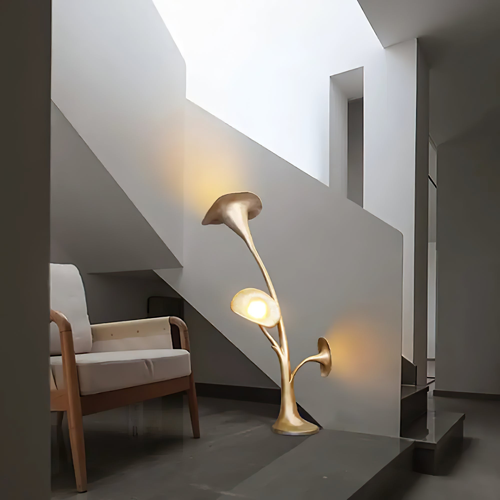 Esole Floral Brass Floor Lamp-Neutral Decor