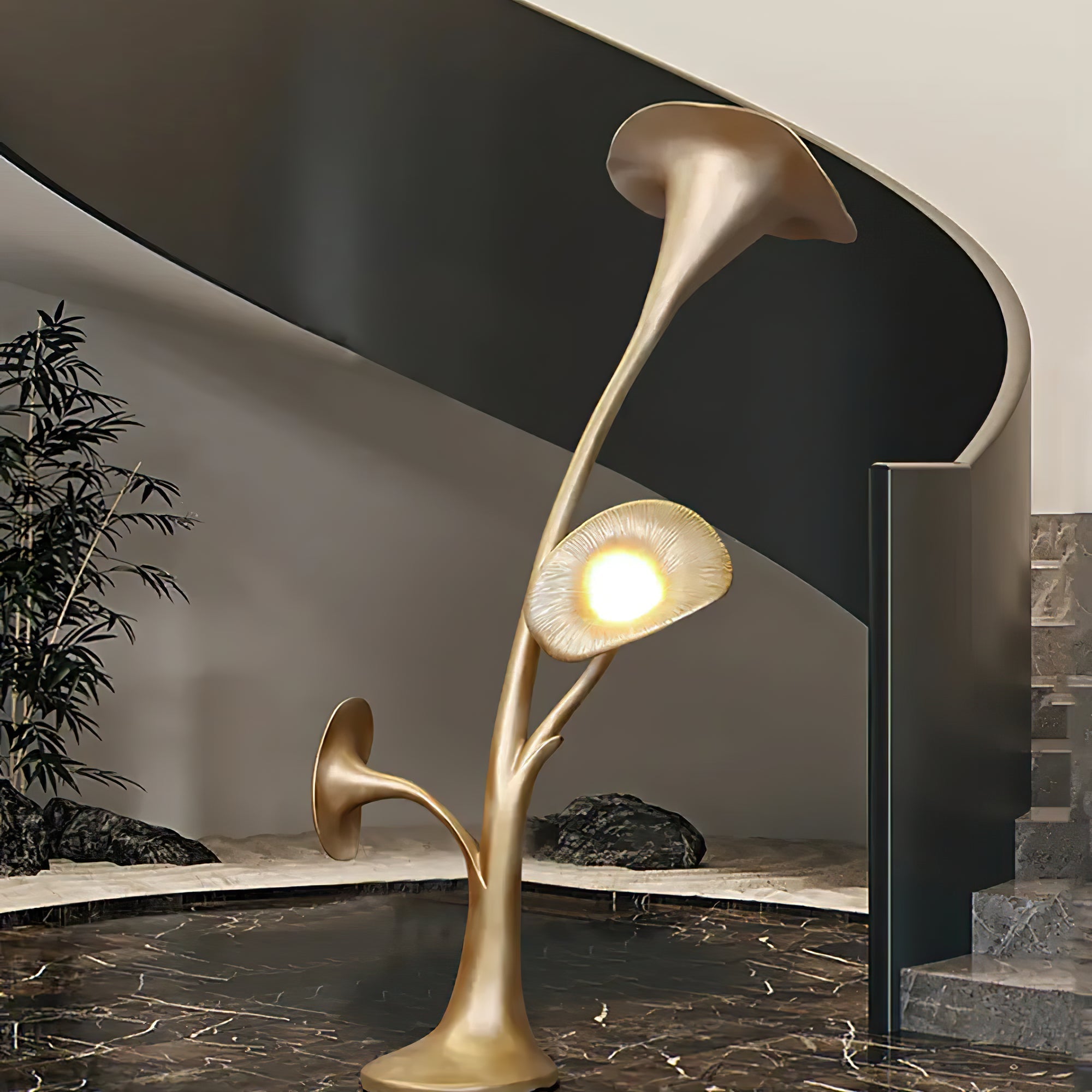 Esole Floral Brass Floor Lamp-Neutral Decor