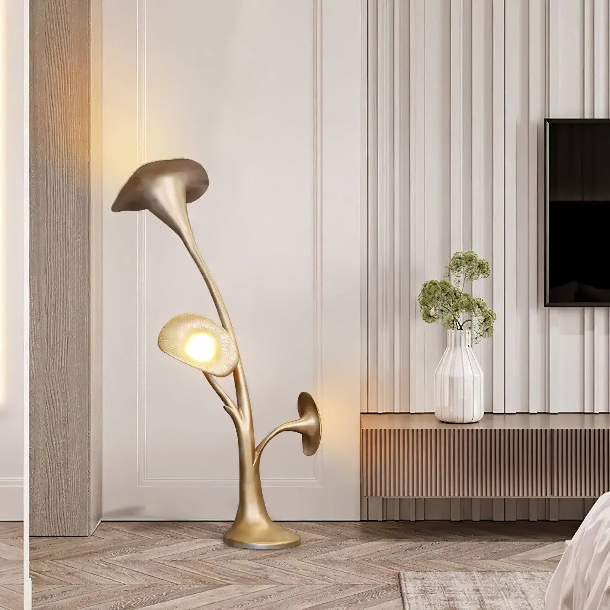 Esole Floral Brass Floor Lamp-Neutral Decor