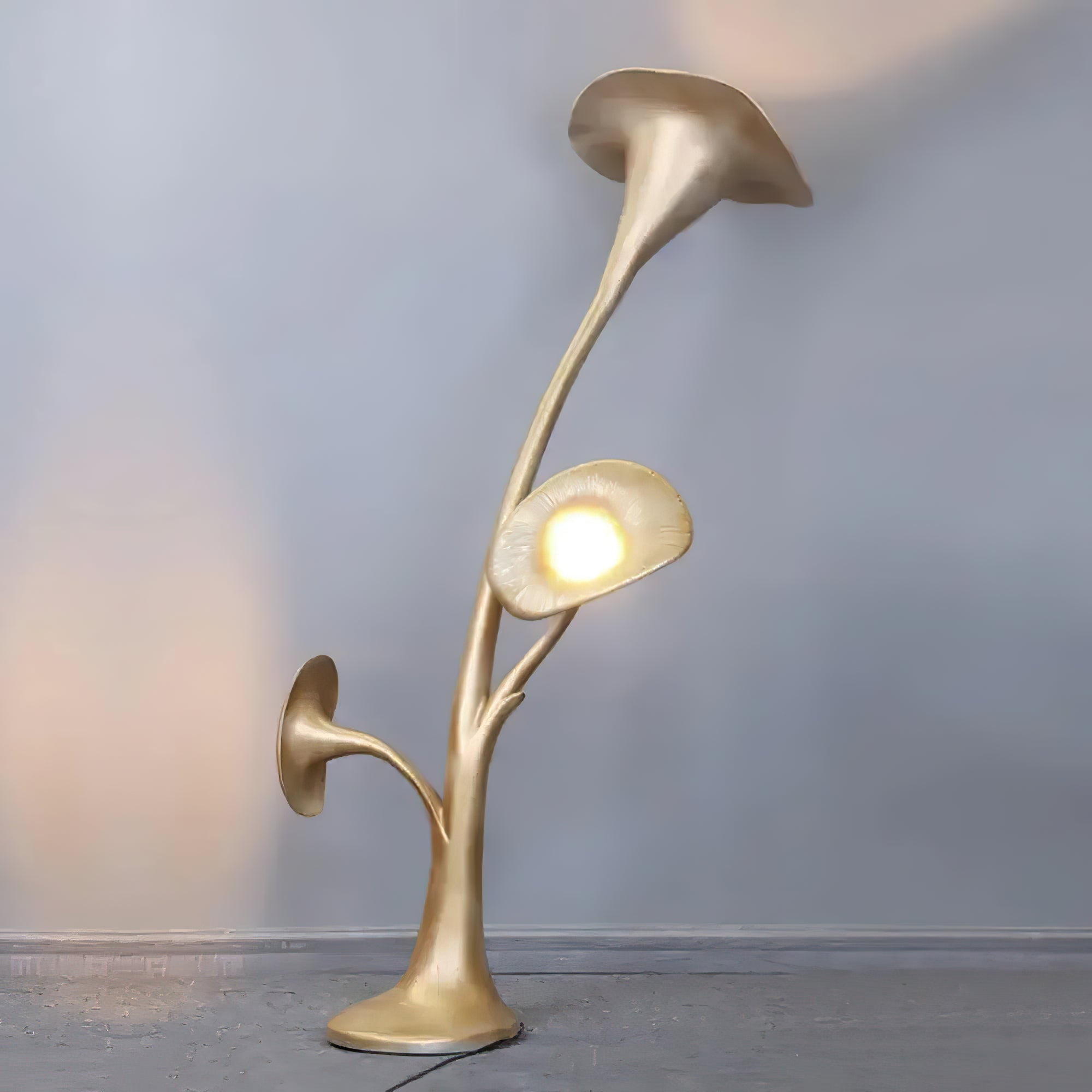 Esole Floral Brass Floor Lamp-Neutral Decor