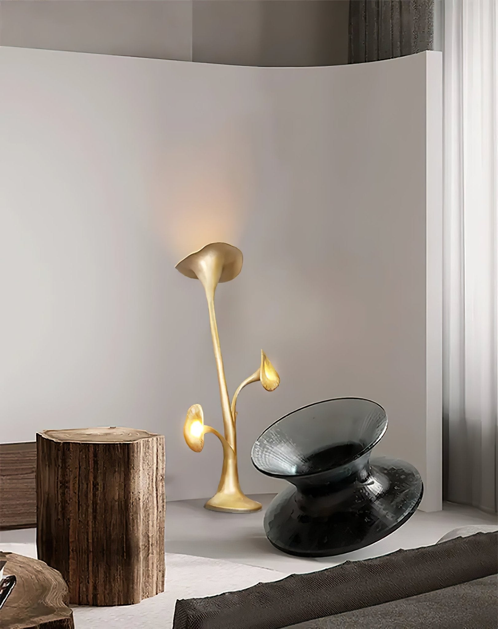 Esole Floral Brass Floor Lamp-Neutral Decor