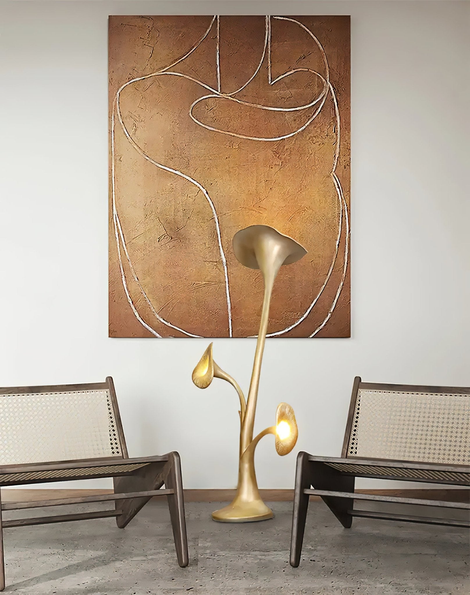 Esole Floral Brass Floor Lamp-Neutral Decor