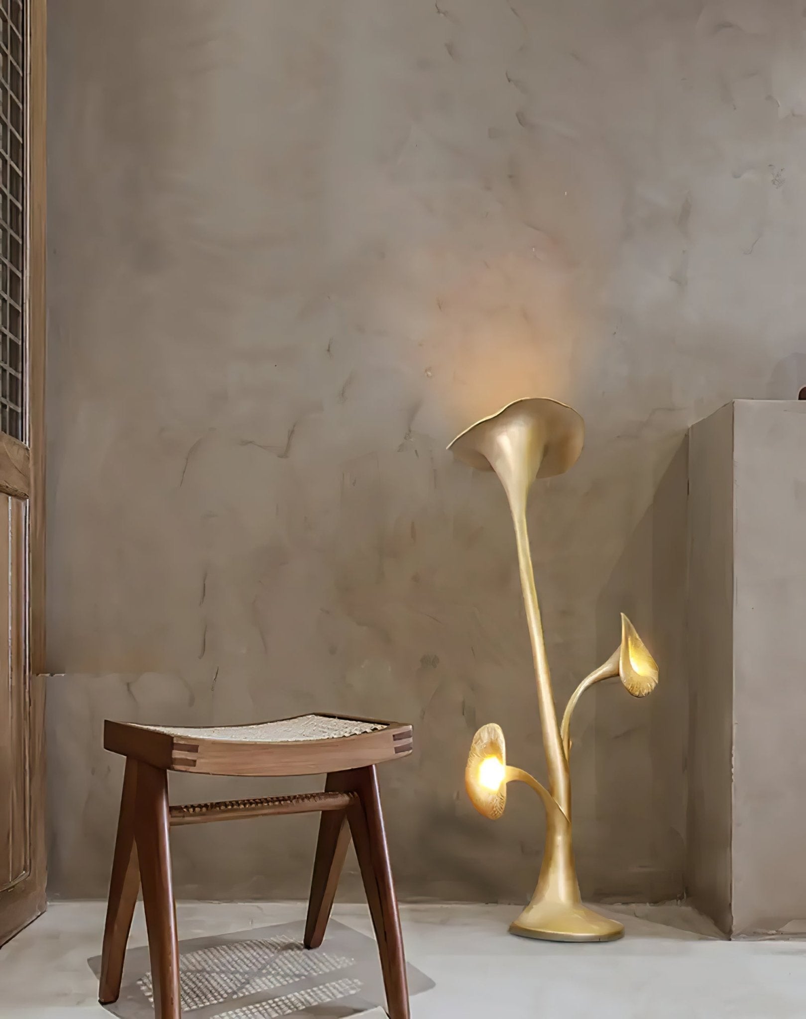 Esole Floral Brass Floor Lamp-Neutral Decor