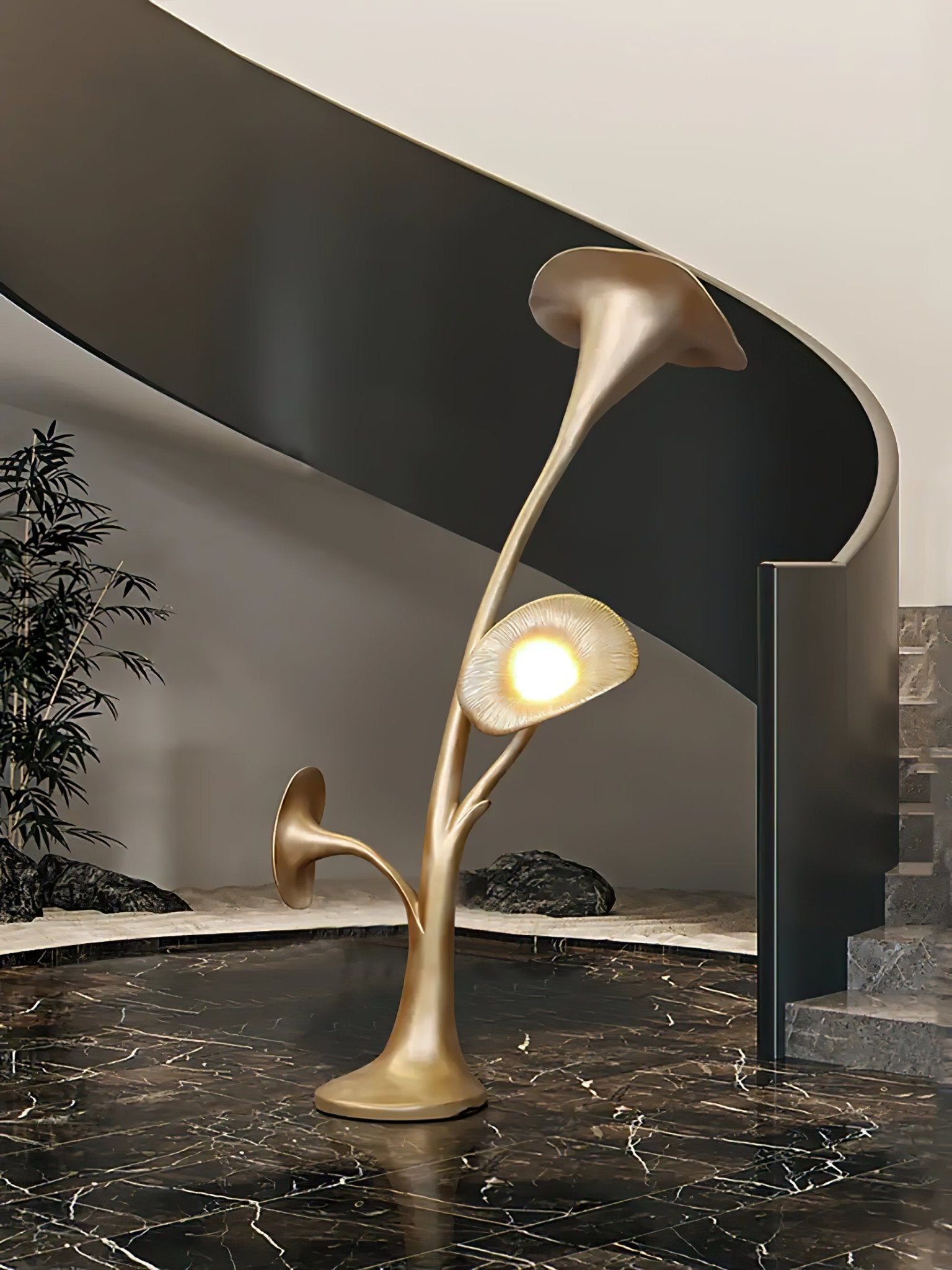 Esole Floral Brass Floor Lamp-Neutral Decor
