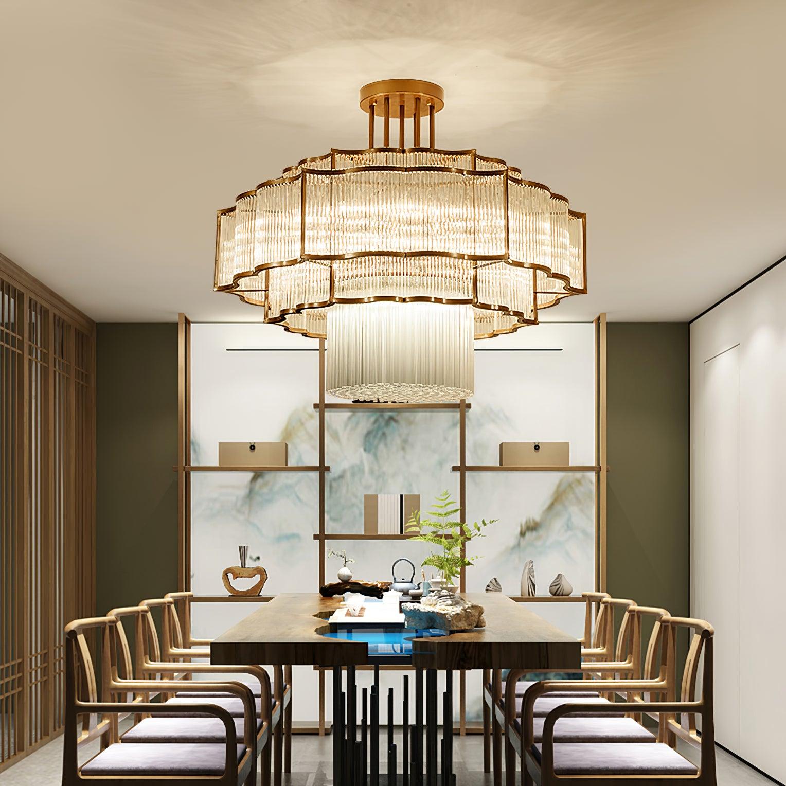 Lustra Chandelier Gold Black Glass-Neutral Decor