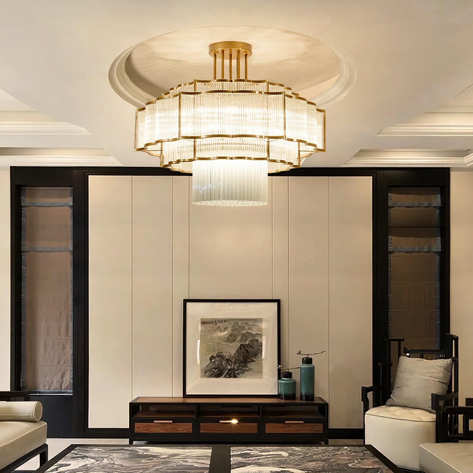 Lustra Chandelier Gold Black Glass-Neutral Decor