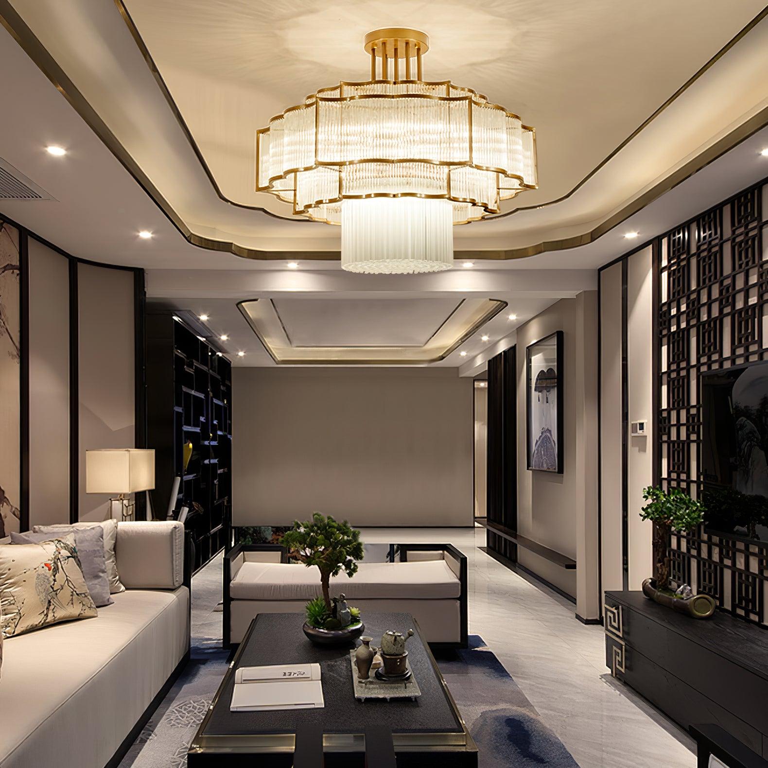 Lustra Chandelier Gold Black Glass-Neutral Decor