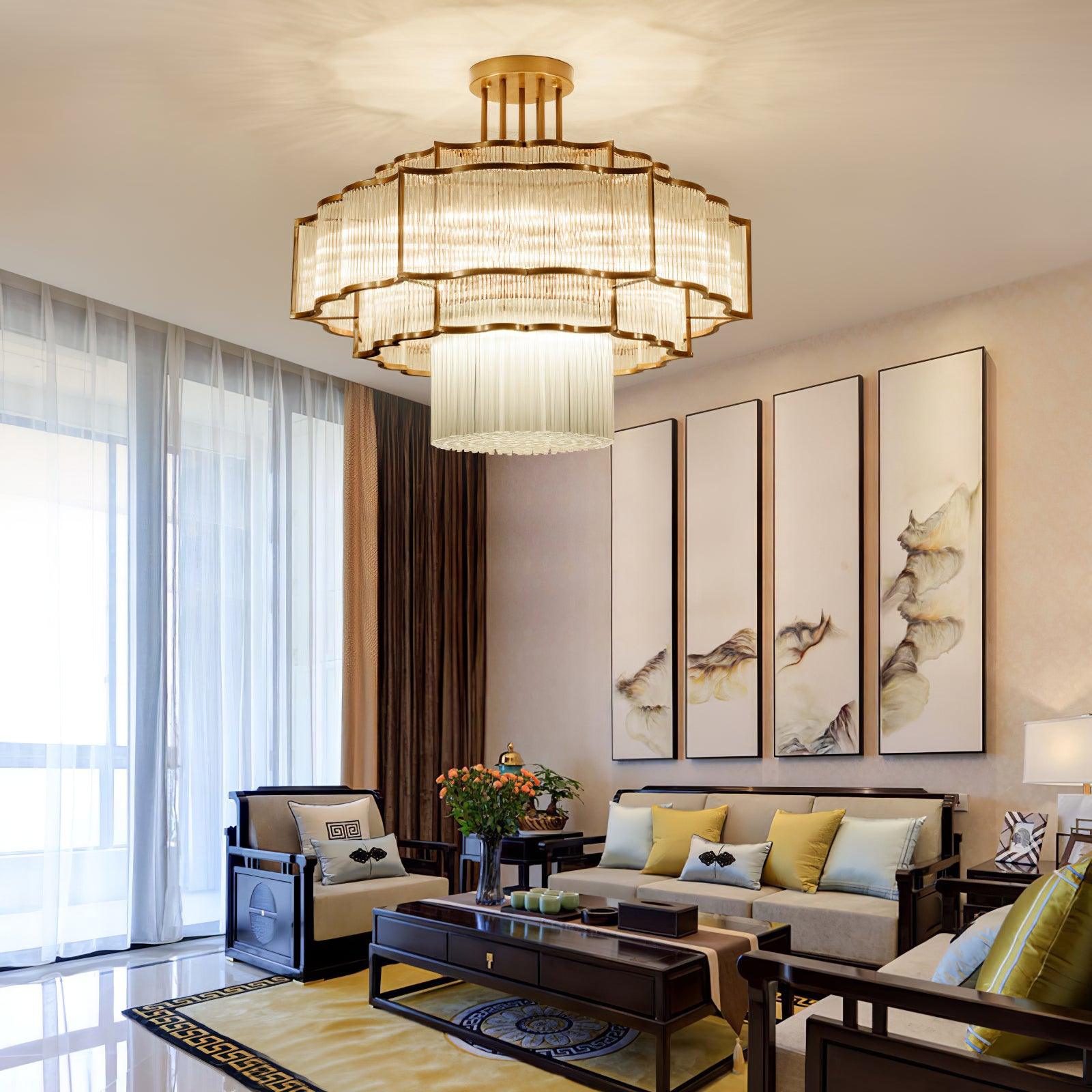 Lustra Chandelier Gold Black Glass-Neutral Decor