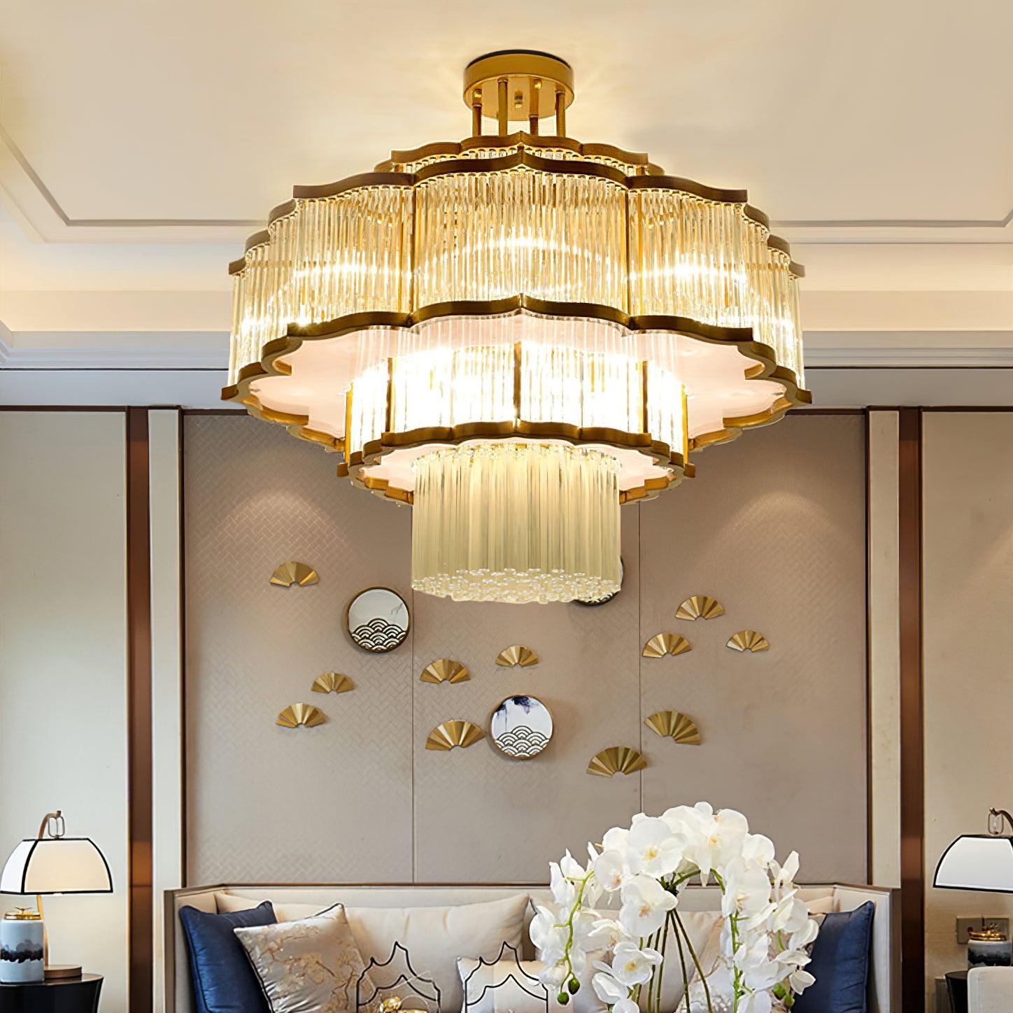Lustra Chandelier Gold Black Glass-Neutral Decor